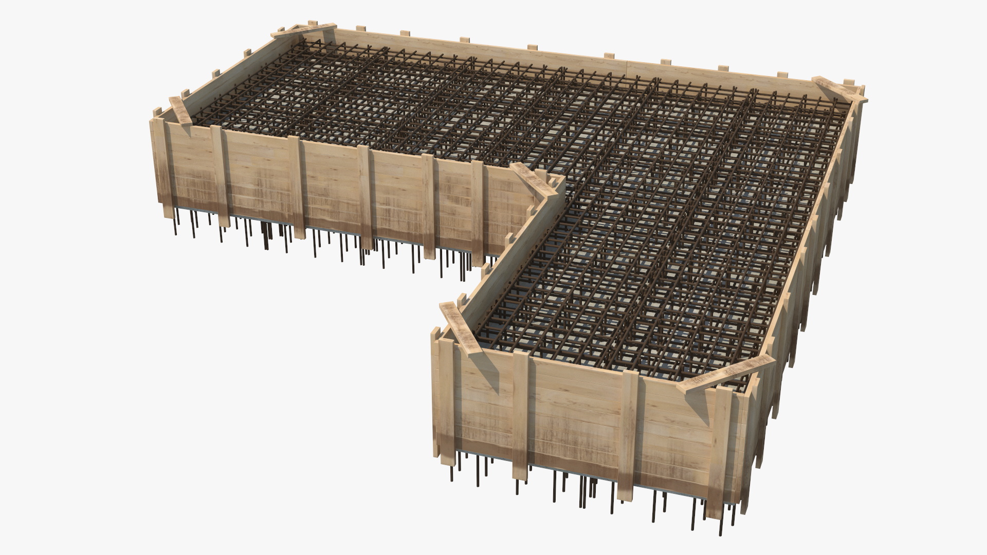 3D Excavation Site with Foundations and Fences model