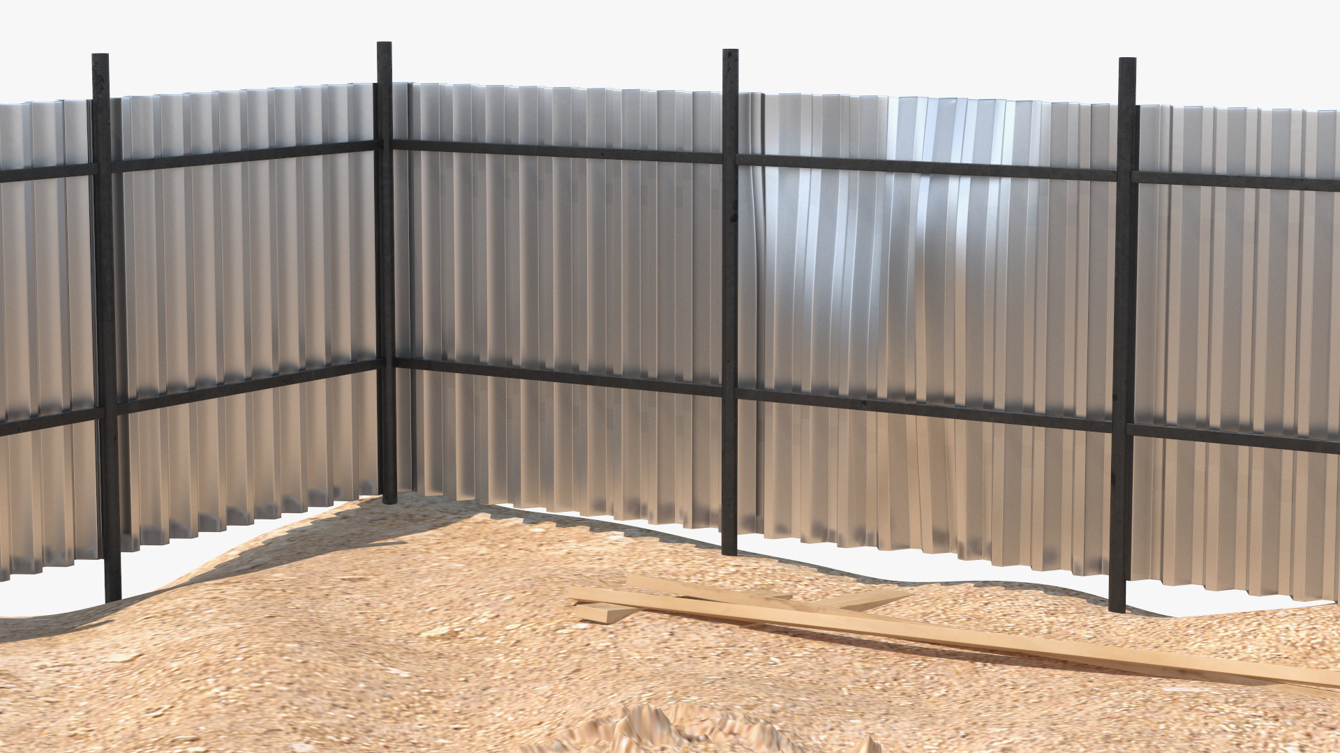 3D Excavation Site with Foundations and Fences model