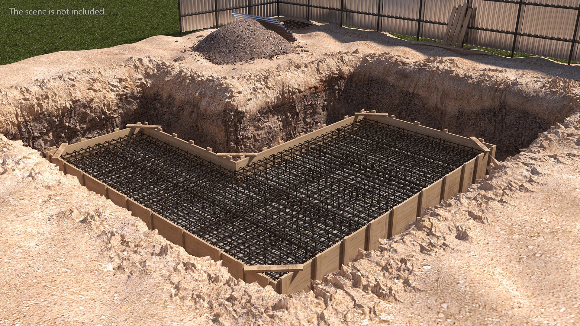 3D Excavation Site with Foundations and Fences model