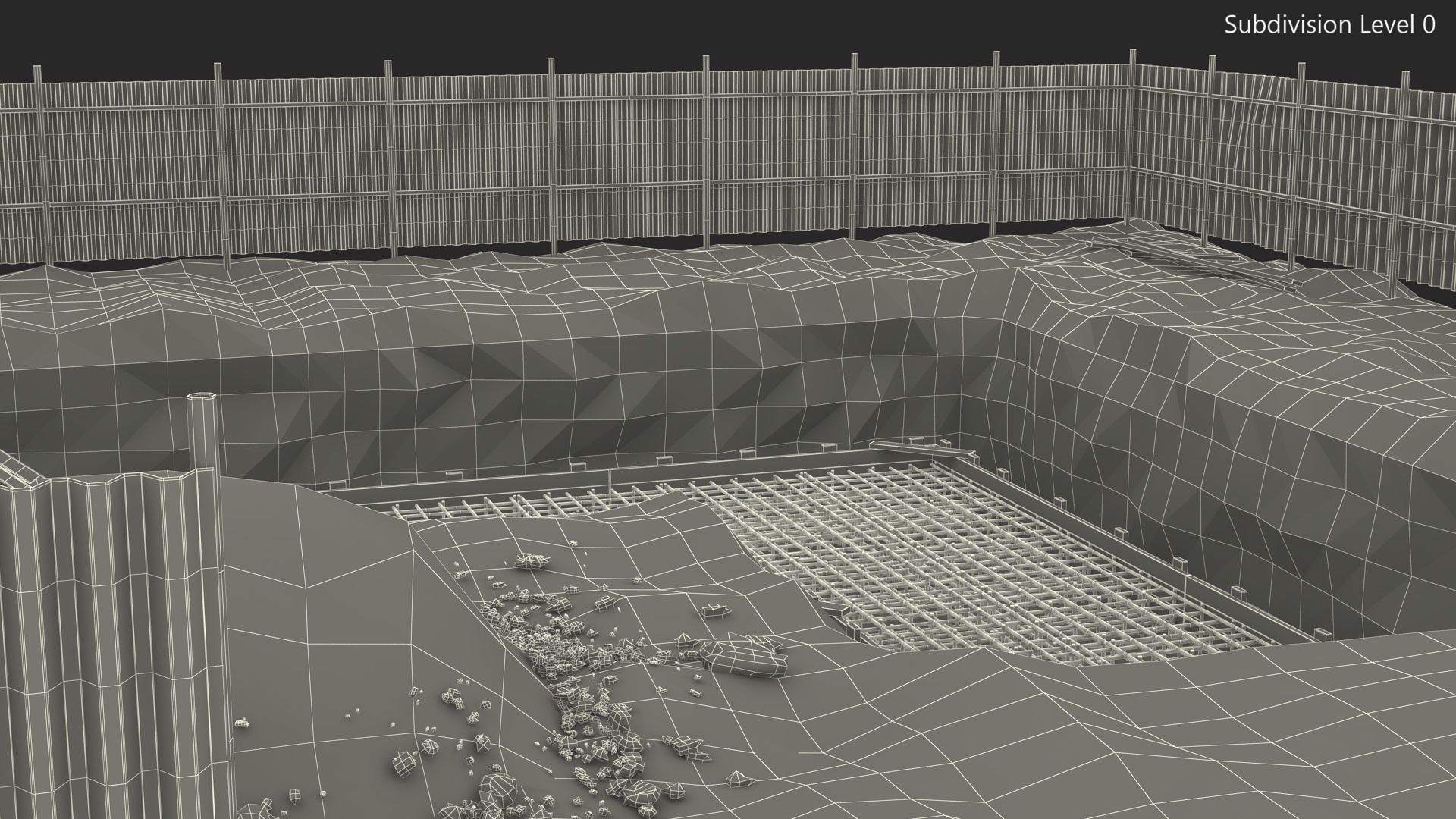 3D Excavation Site with Foundations and Fences model