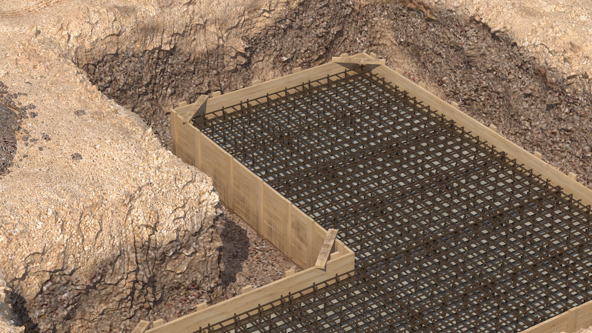 3D Excavation Site with Foundations and Fences model