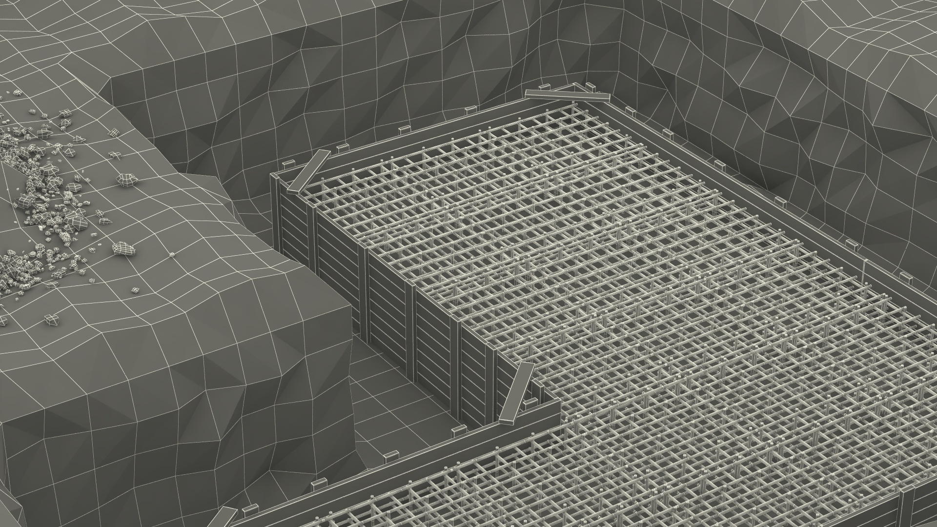 3D Excavation Site with Foundations and Fences model