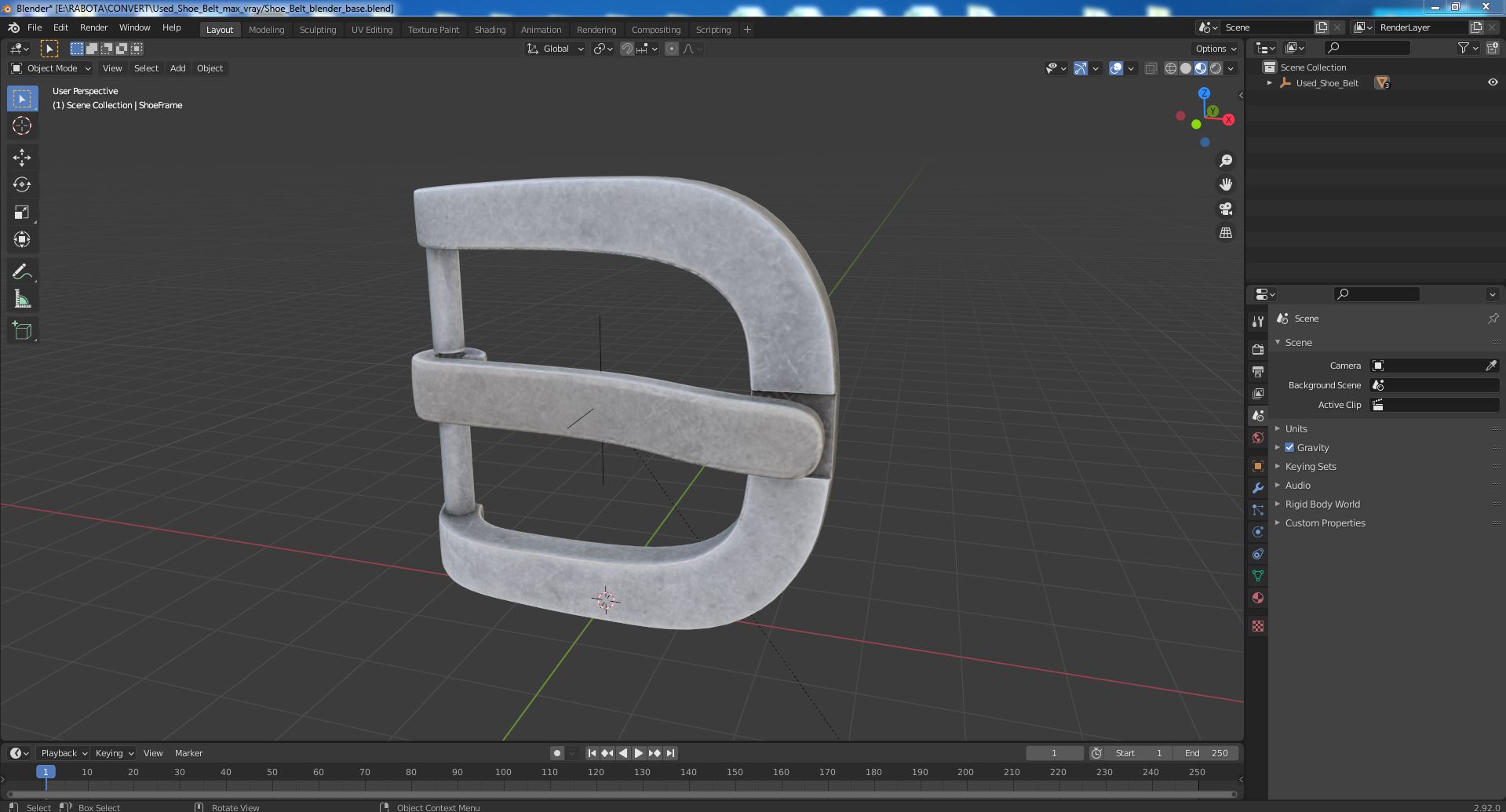 Used Shoe Belt 3D model