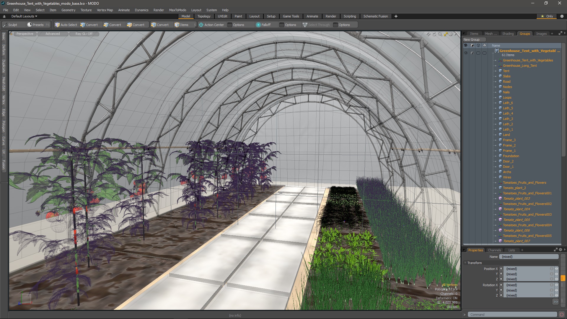 3D Greenhouse Tent with Vegetables