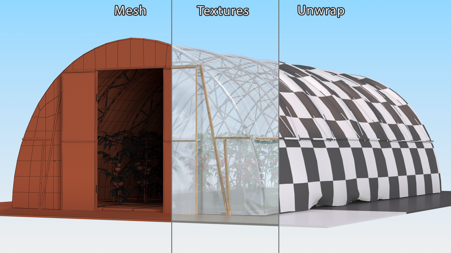 3D Greenhouse Tent with Vegetables