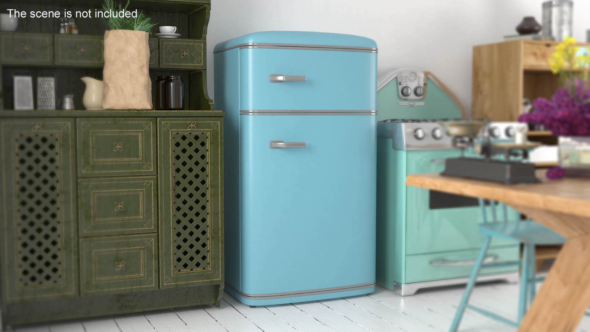 3D Original Retro Fridge Blue