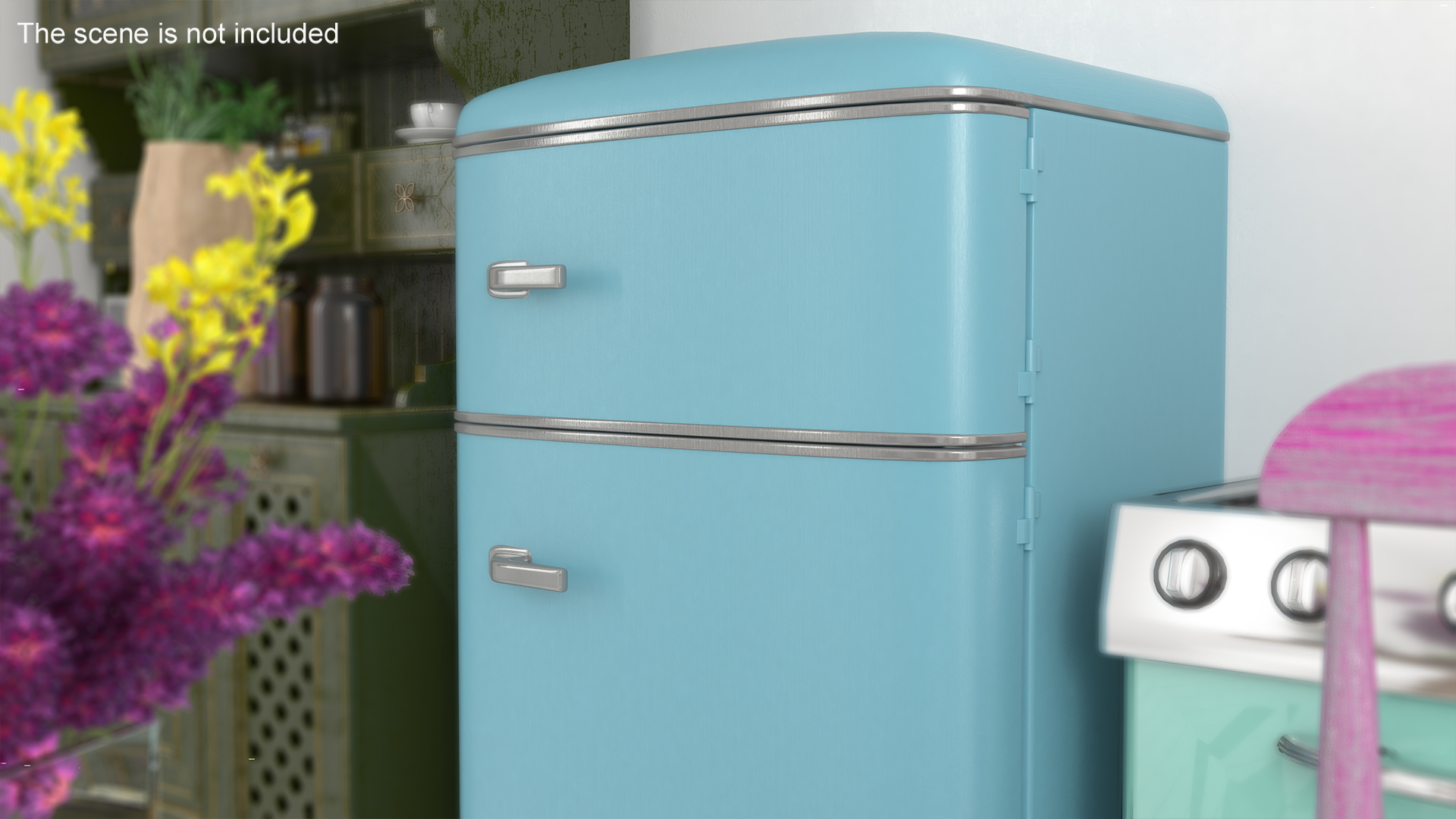 3D Original Retro Fridge Blue