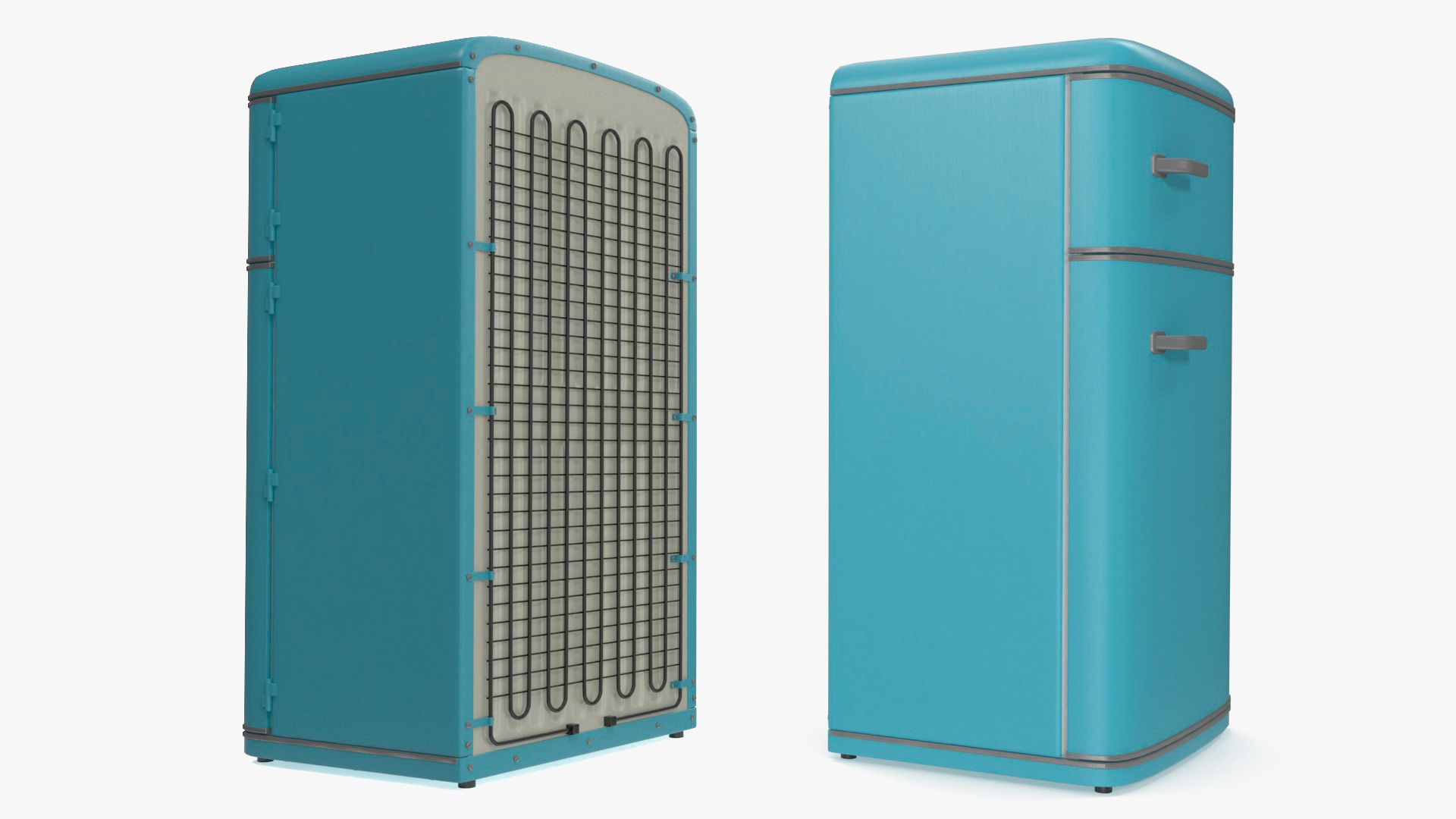 3D Original Retro Fridge Blue