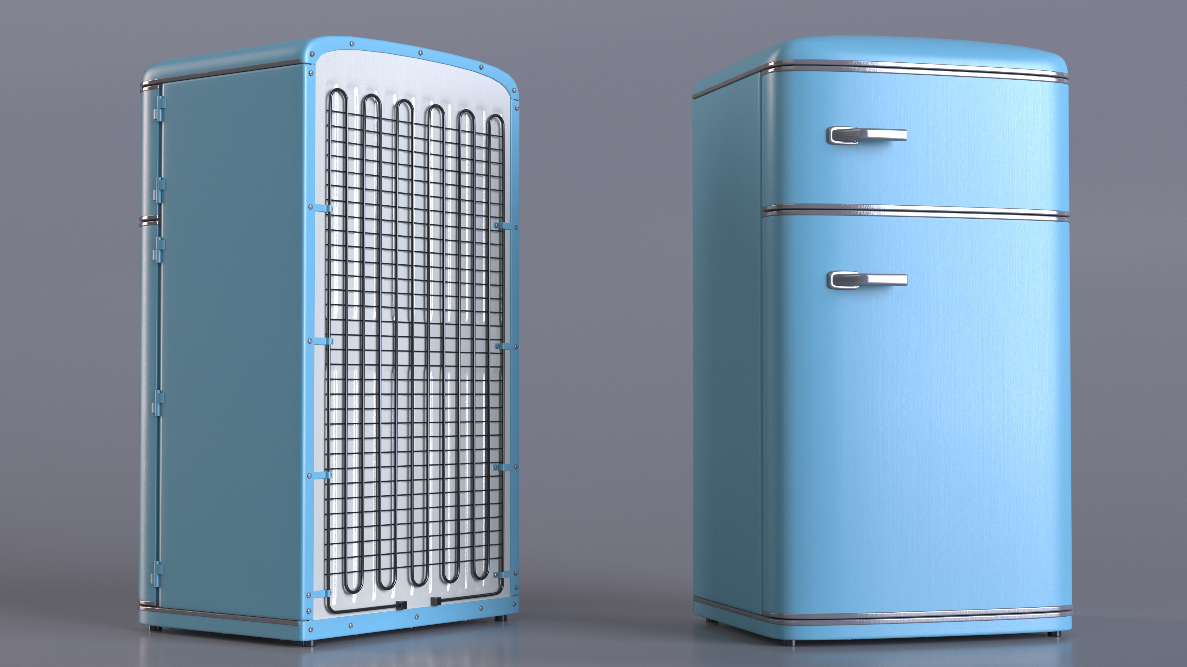 3D Original Retro Fridge Blue