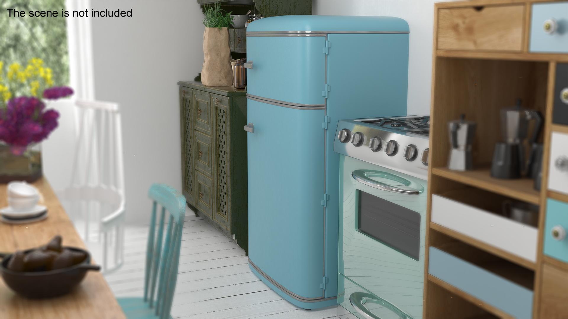 3D Original Retro Fridge Blue