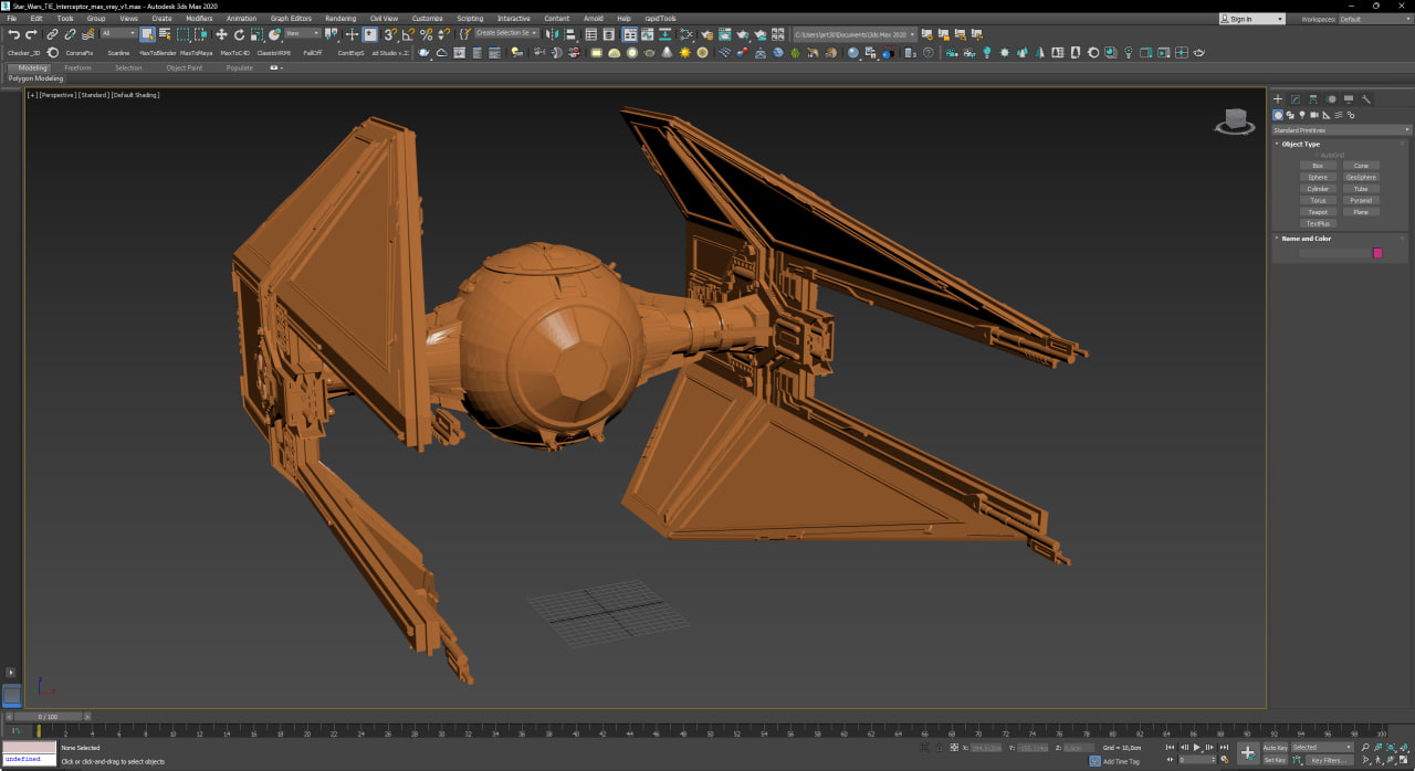 3D Star Wars TIE Interceptor for 3D Print model