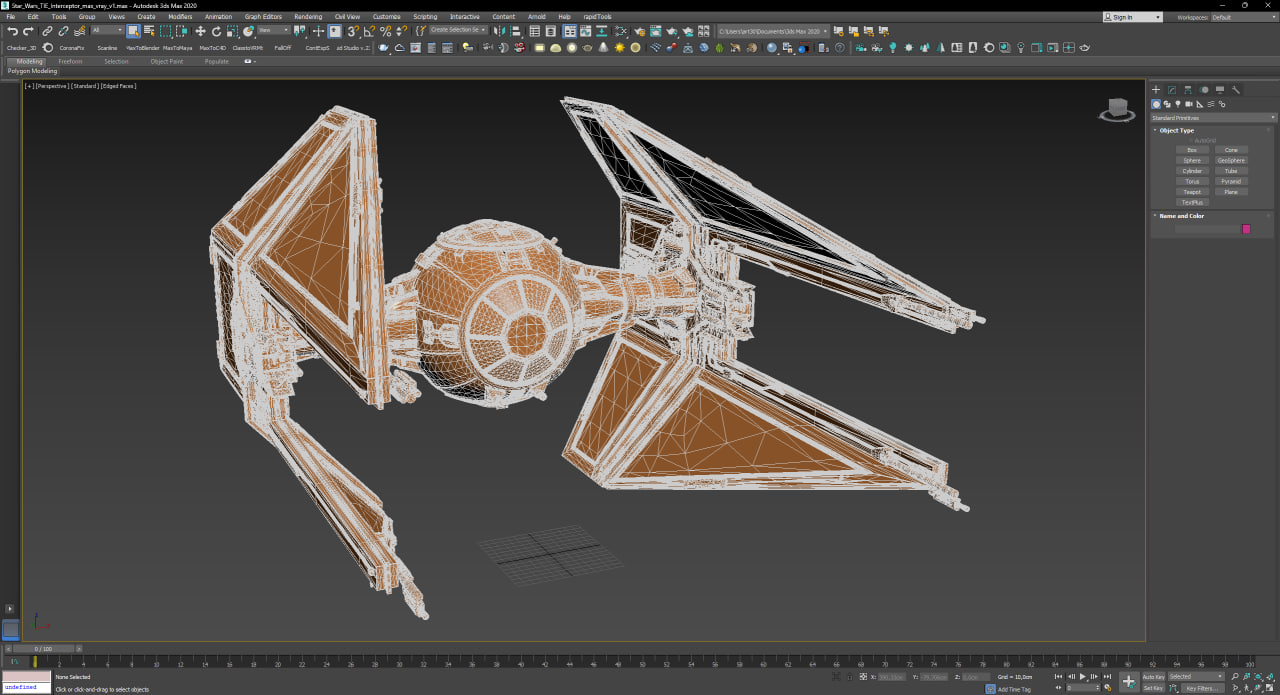 3D Star Wars TIE Interceptor for 3D Print model