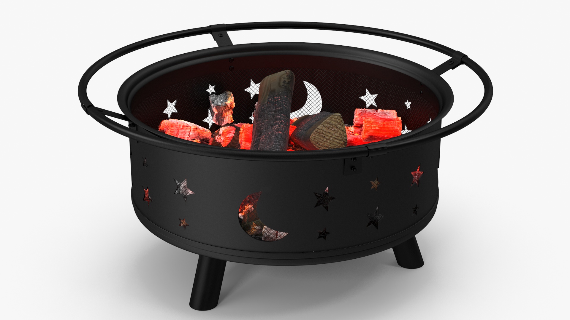 3D model Outdoor Fire Pit with Firewood Open