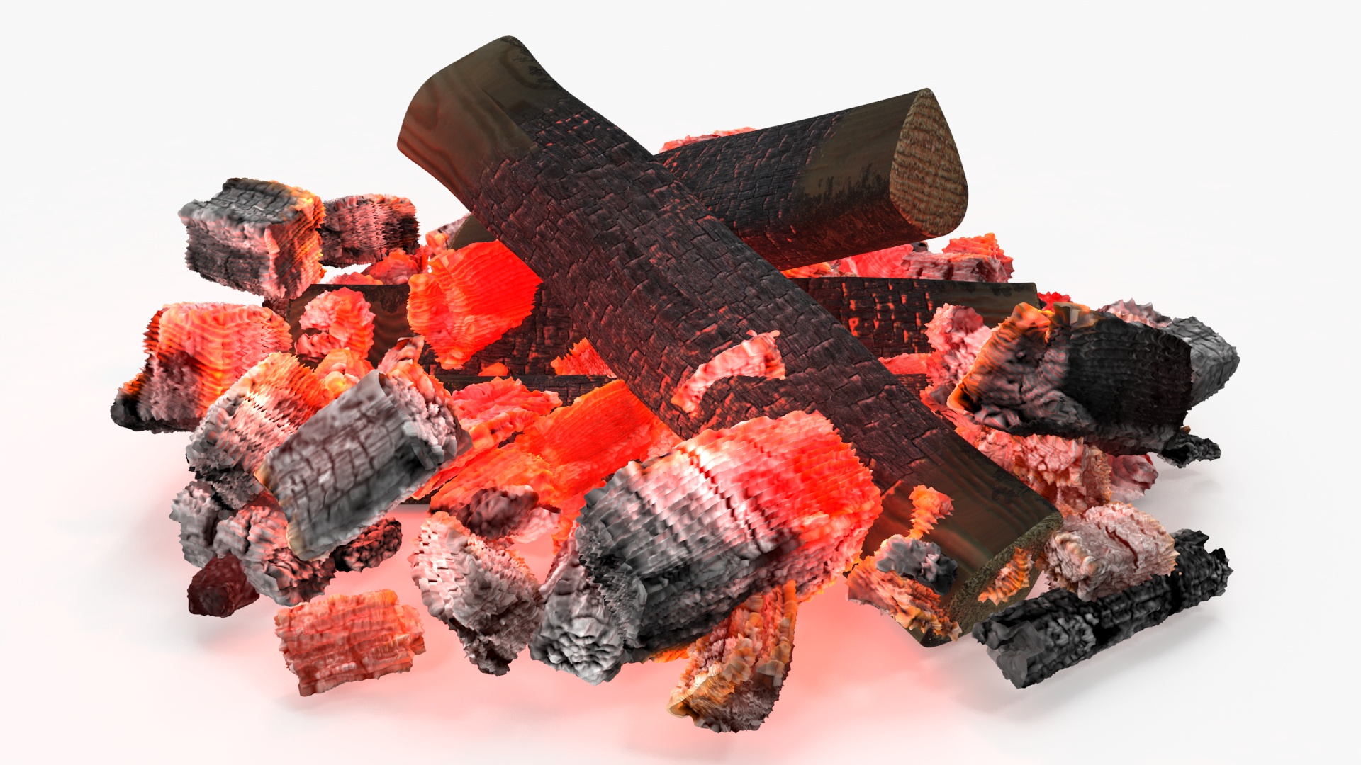 3D model Outdoor Fire Pit with Firewood Open