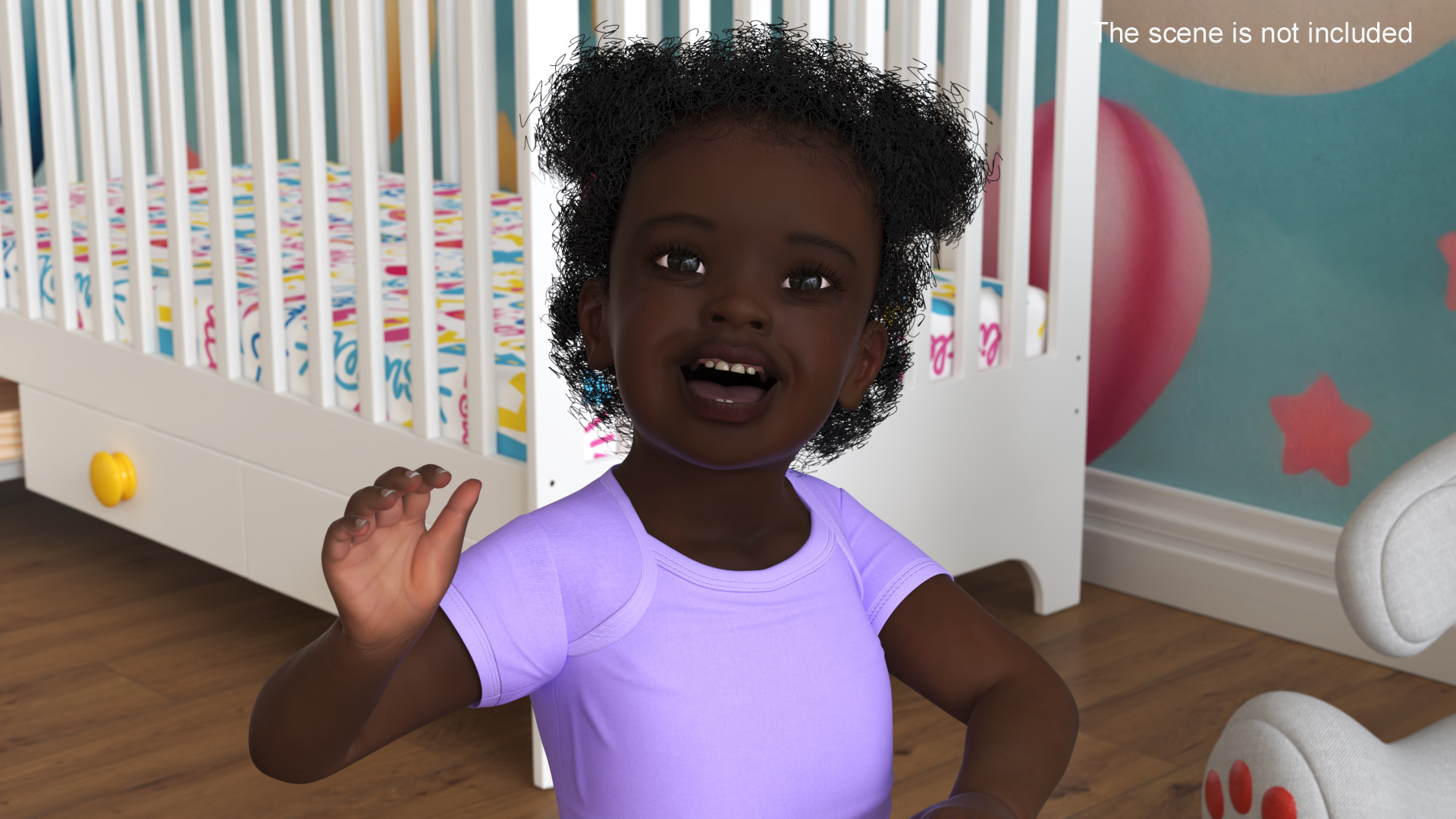 One Year Old Black Girl in Bodysuit Rigged 3D