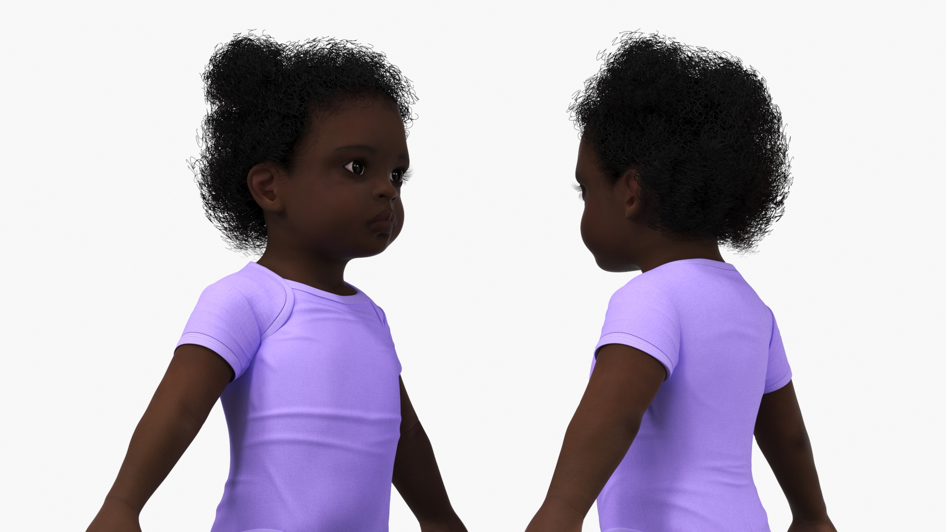 One Year Old Black Girl in Bodysuit Rigged 3D