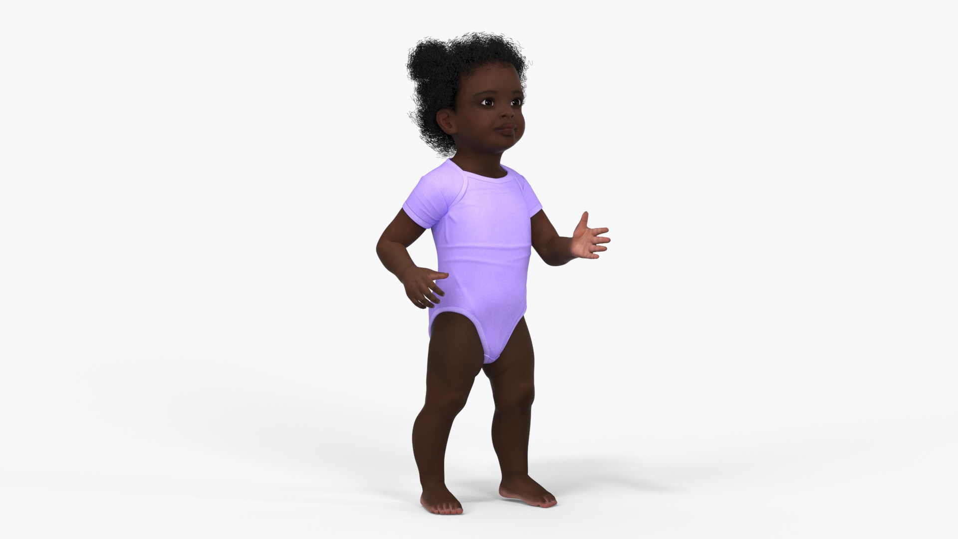 One Year Old Black Girl in Bodysuit Rigged 3D