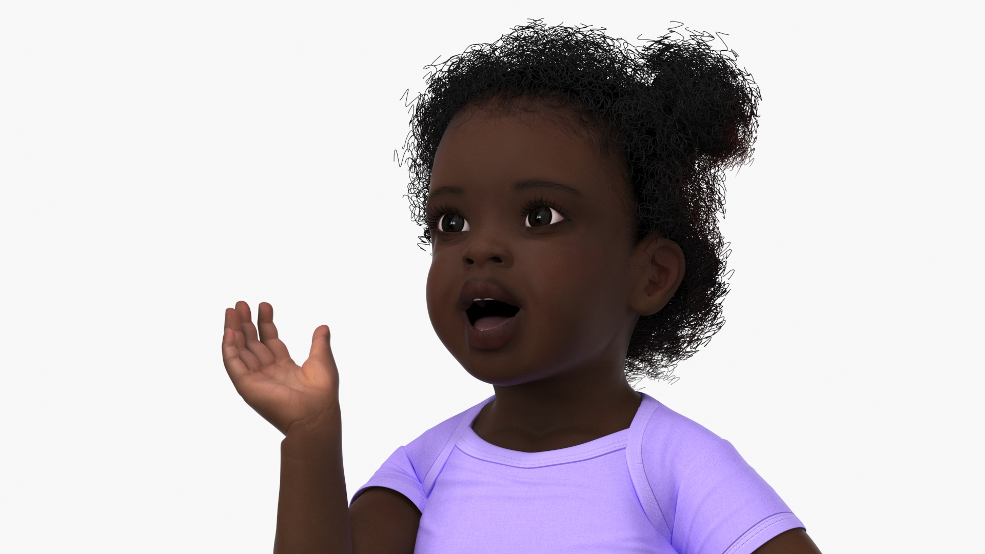 One Year Old Black Girl in Bodysuit Rigged 3D