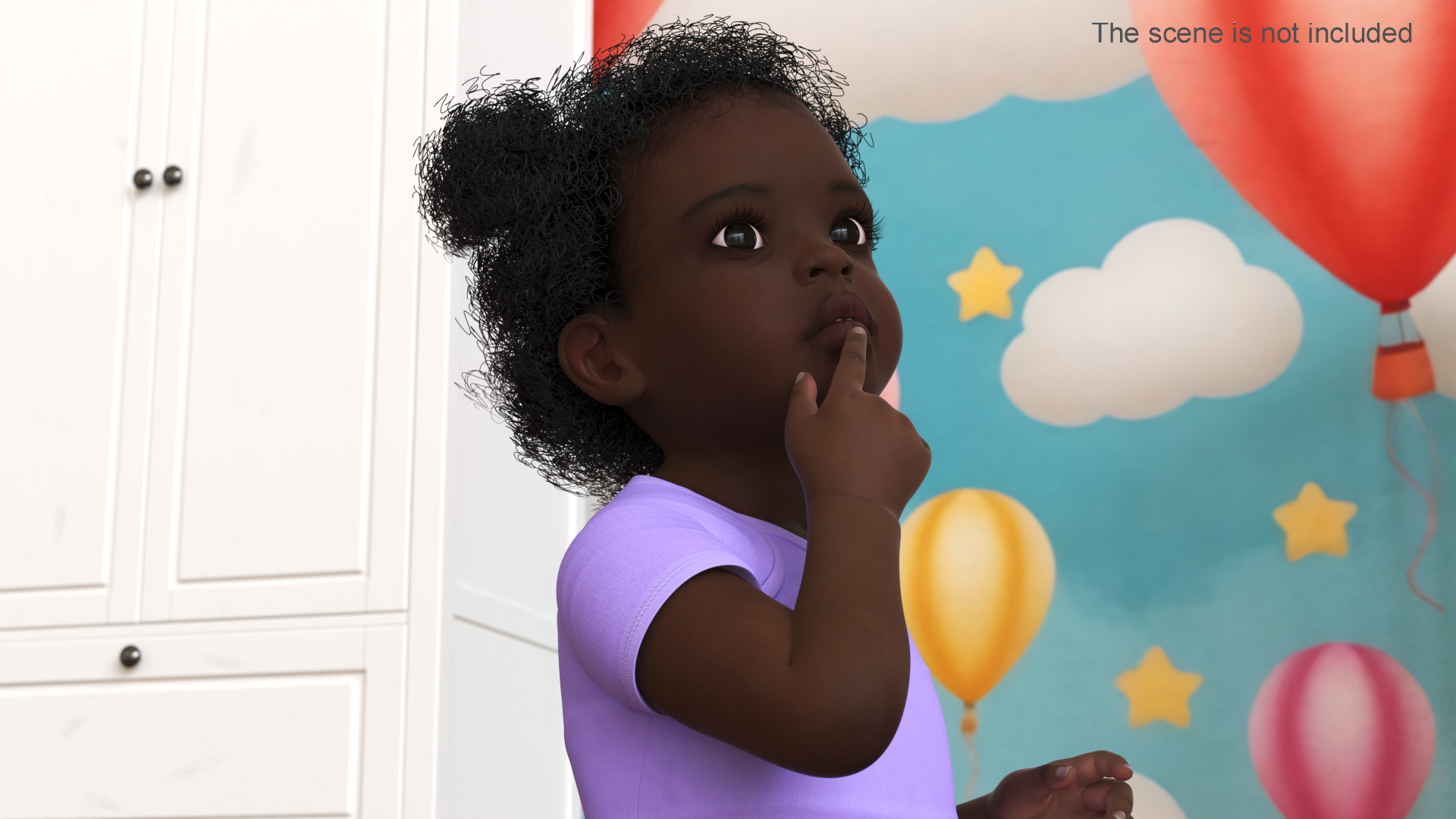 One Year Old Black Girl in Bodysuit Rigged 3D