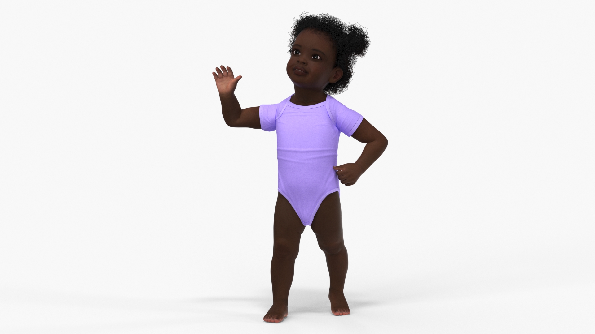 One Year Old Black Girl in Bodysuit Rigged 3D