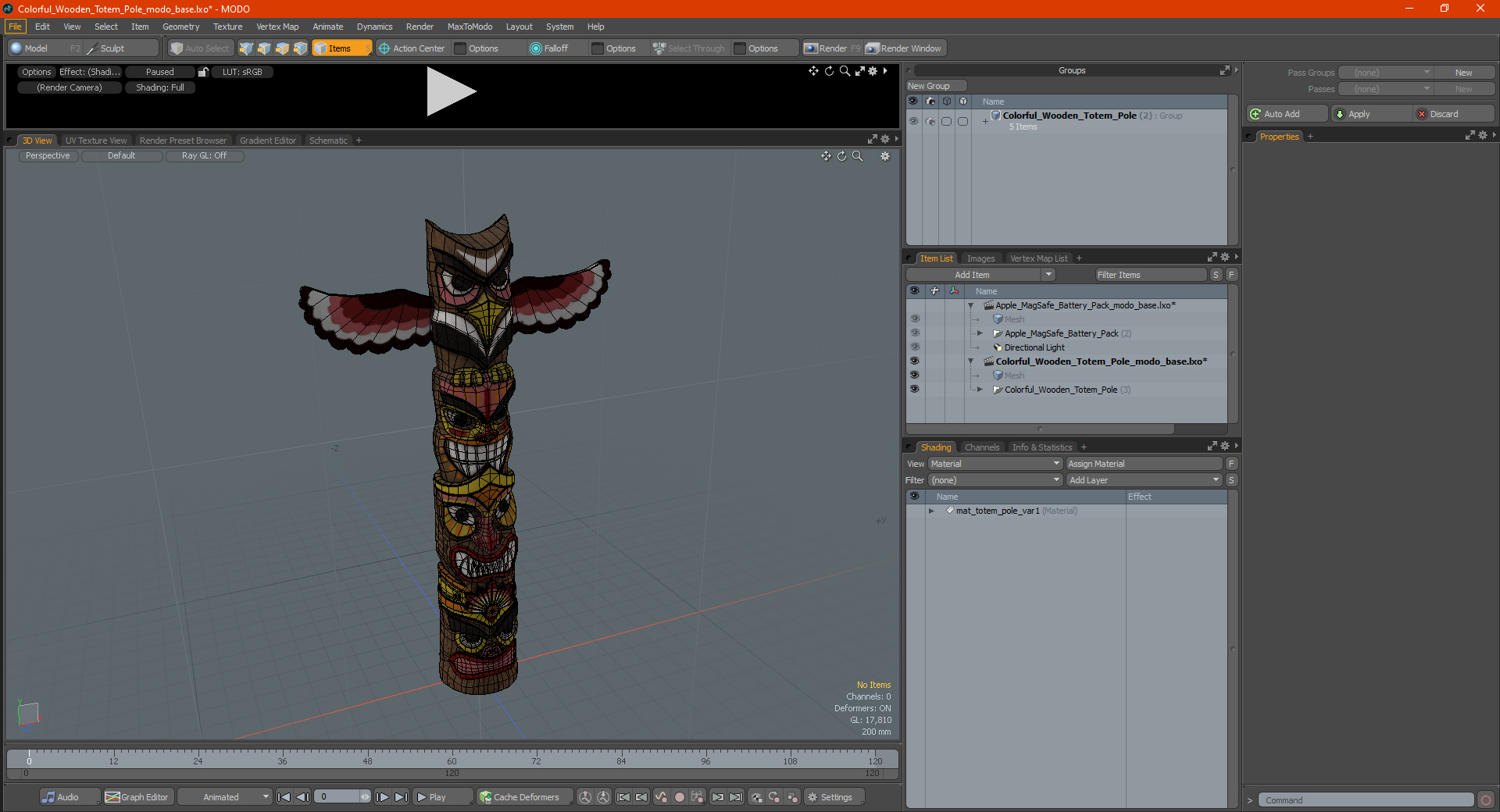 3D Colorful Wooden Totem Pole