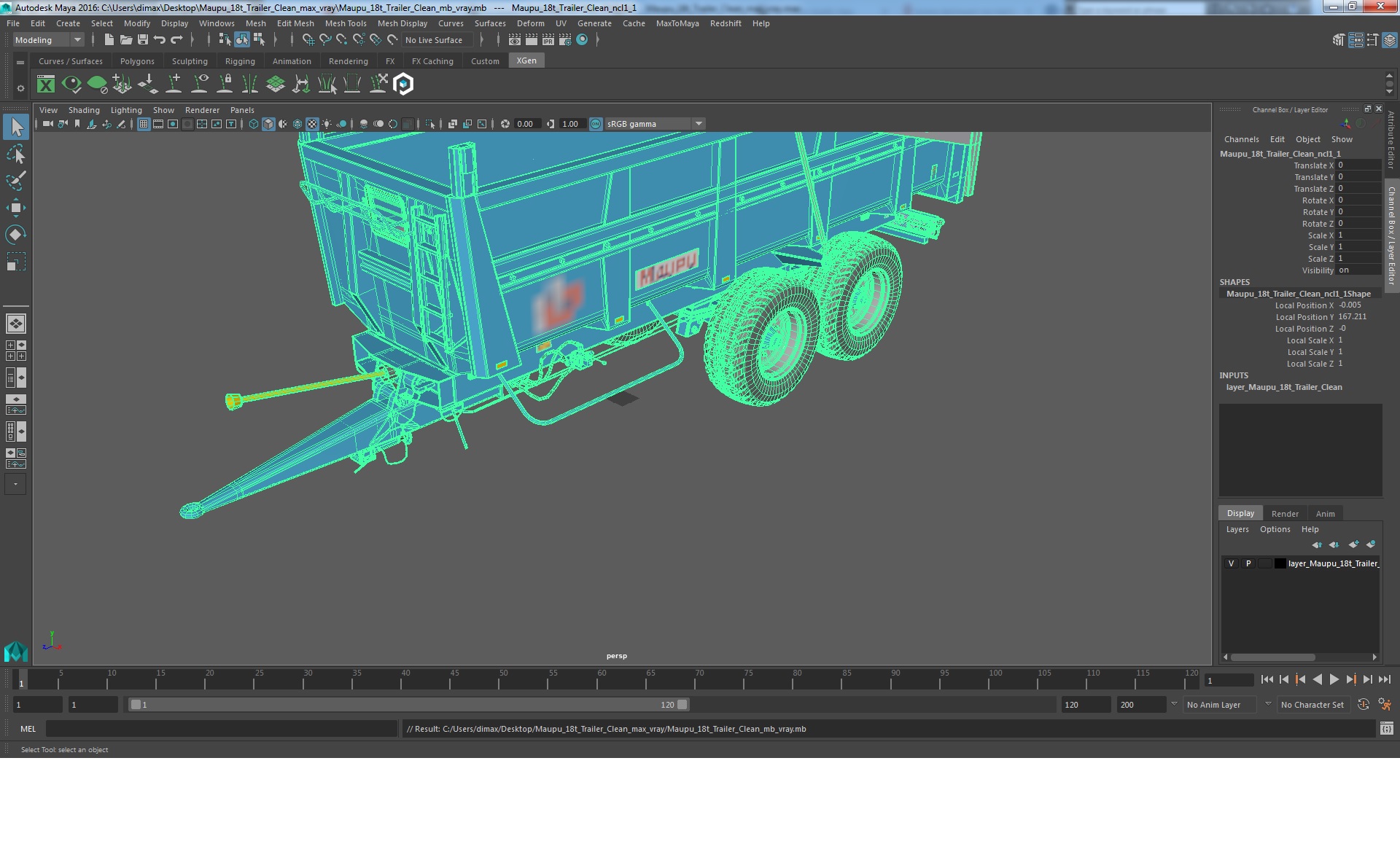 3D Maupu 18t Trailer Clean model