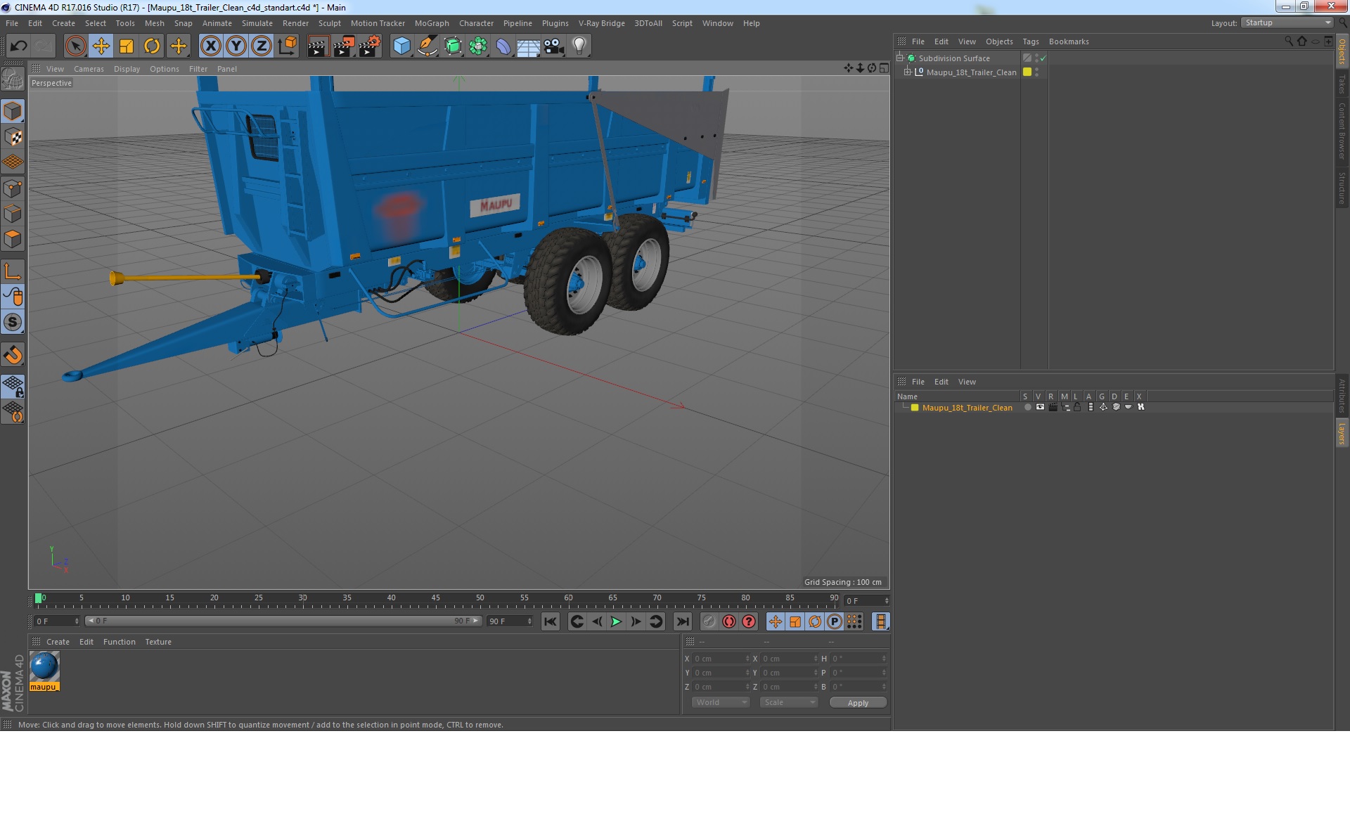 3D Maupu 18t Trailer Clean model