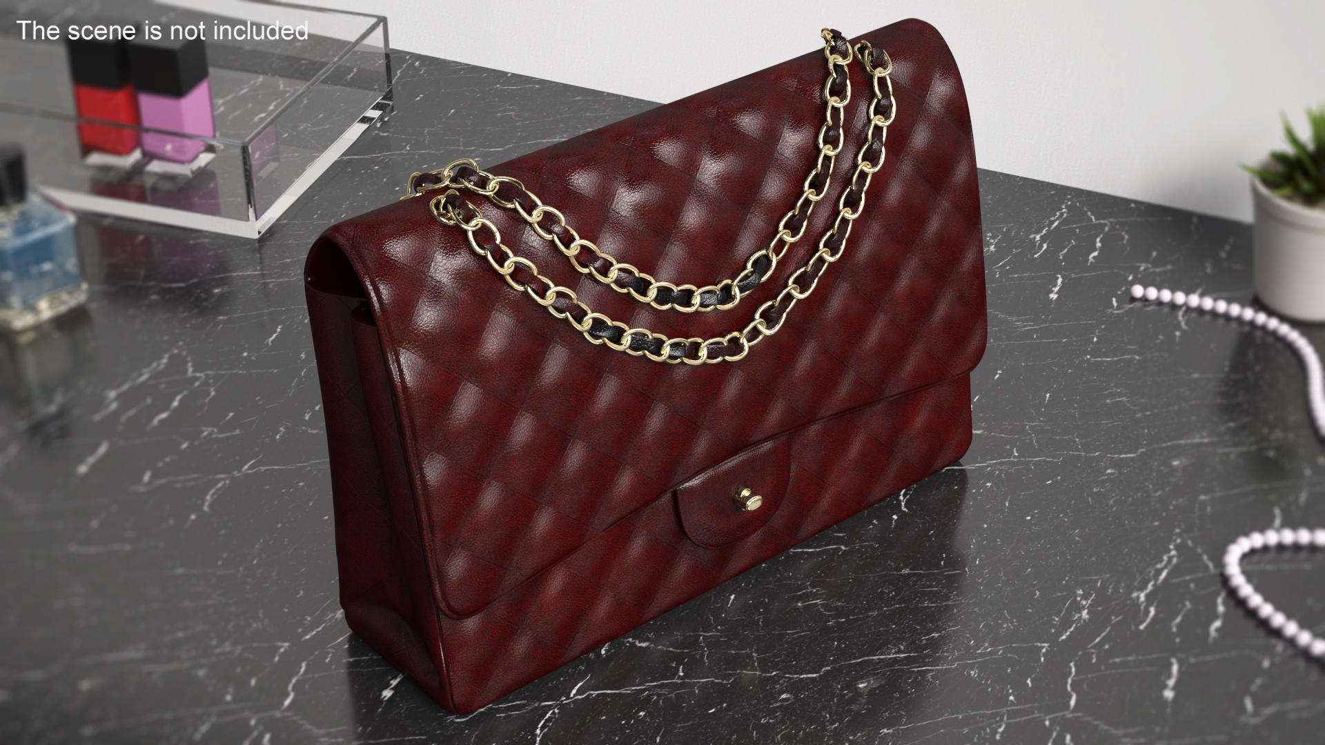 3D model Leather Double Flap Bag Classic Red