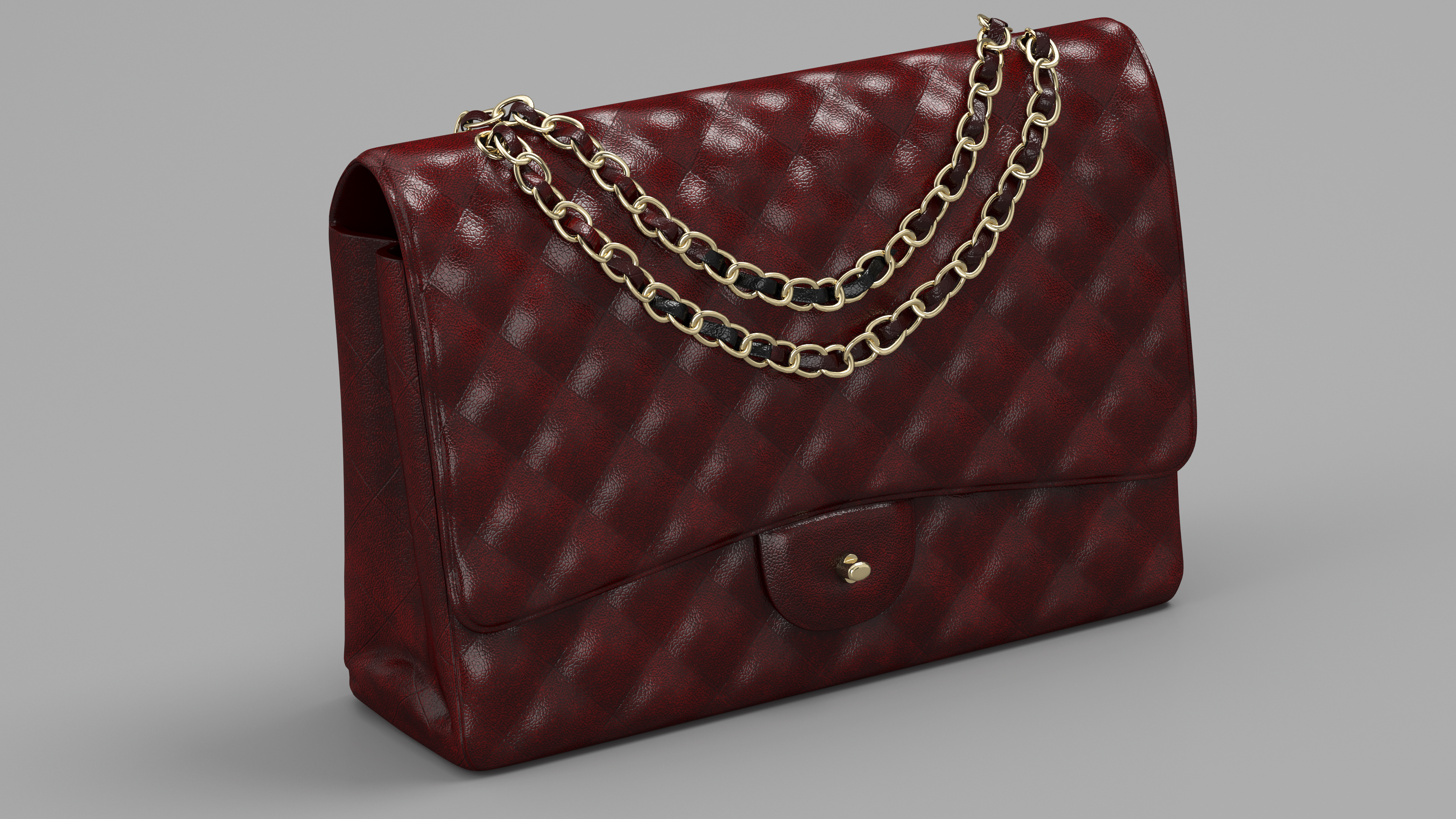 3D model Leather Double Flap Bag Classic Red