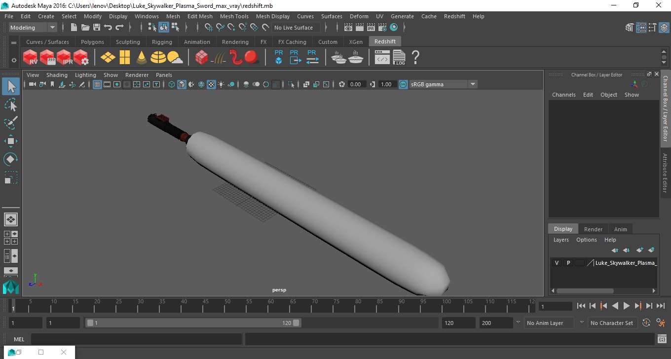 Luke Skywalker Plasma Sword 3D