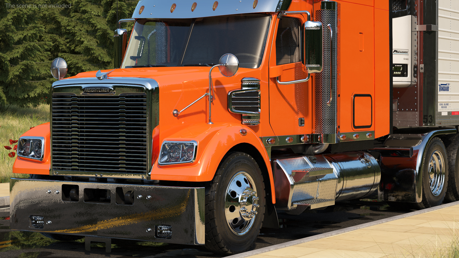 3D Freightliner Truck with Reefer Trailer model