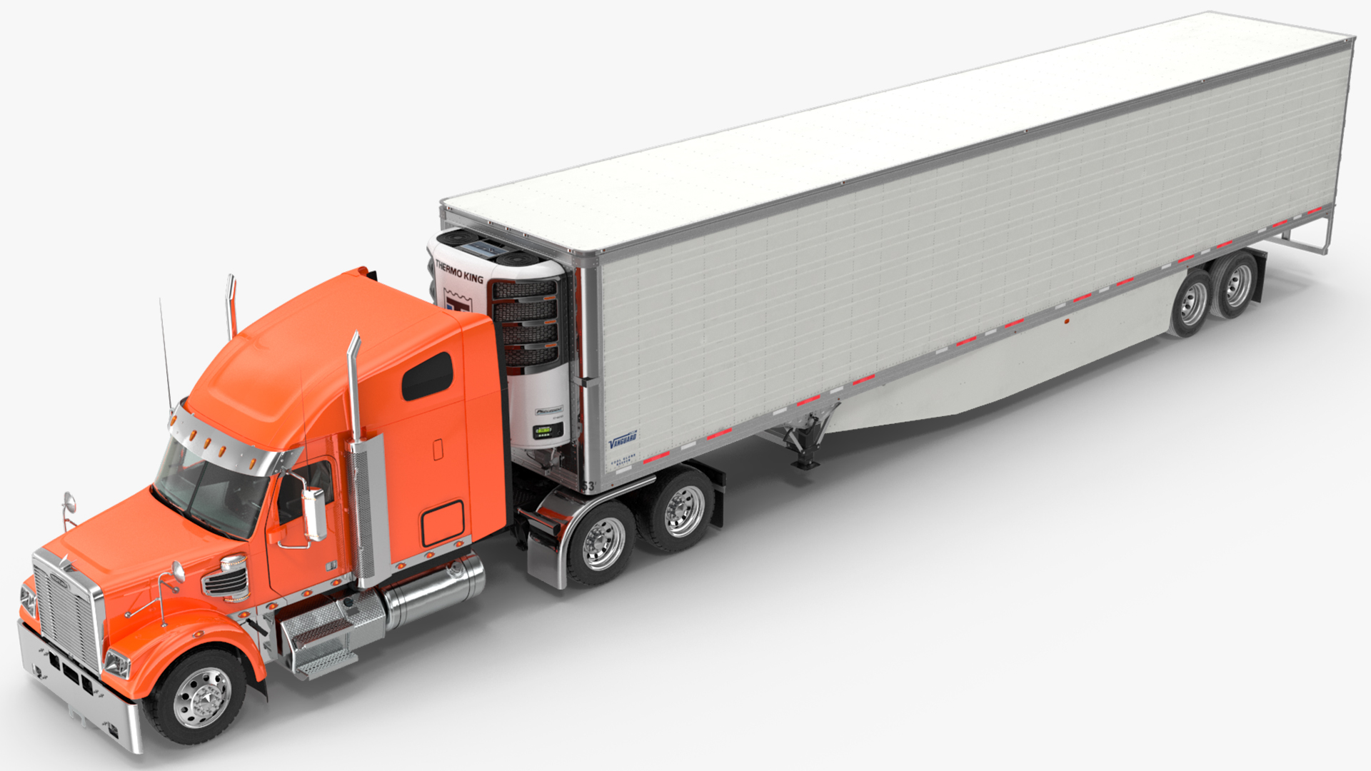 3D Freightliner Truck with Reefer Trailer model