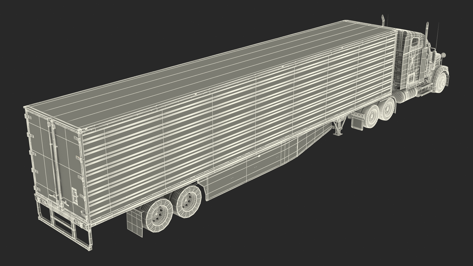 3D Freightliner Truck with Reefer Trailer model