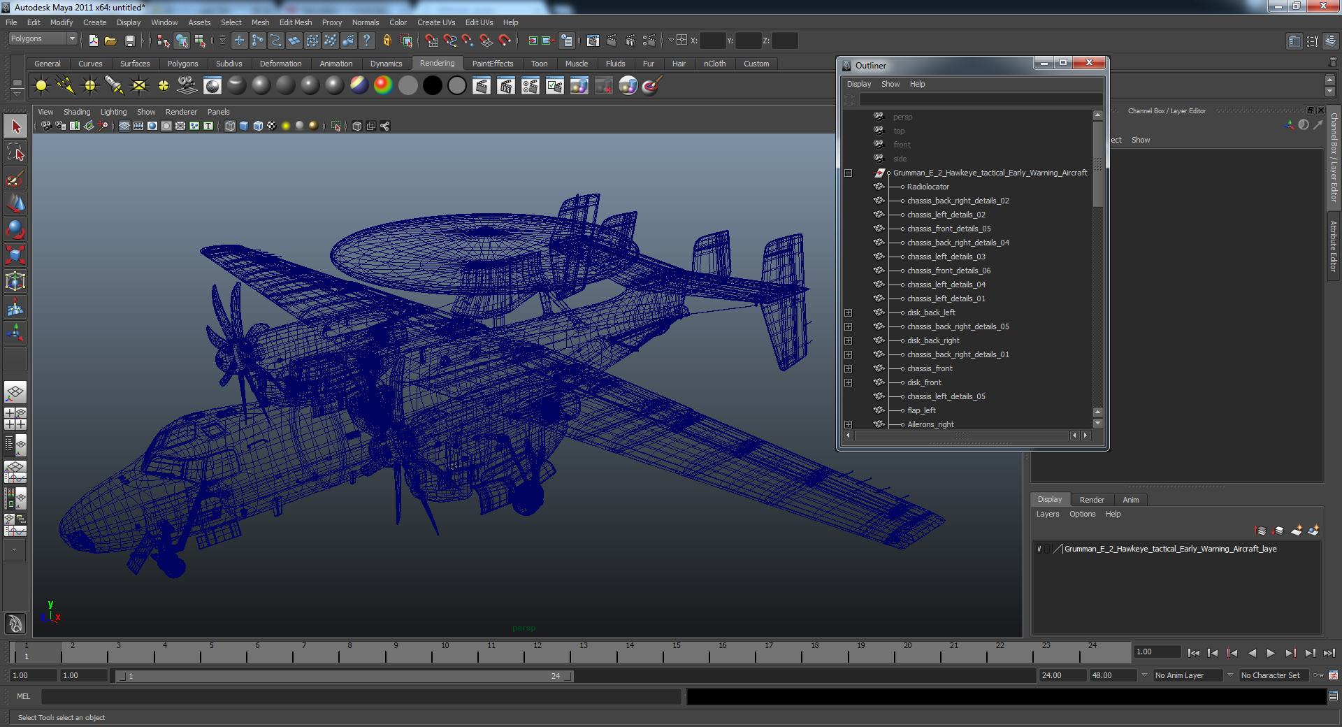 3D Grumman E 2 Hawkeye tactical Early Warning Aircraft