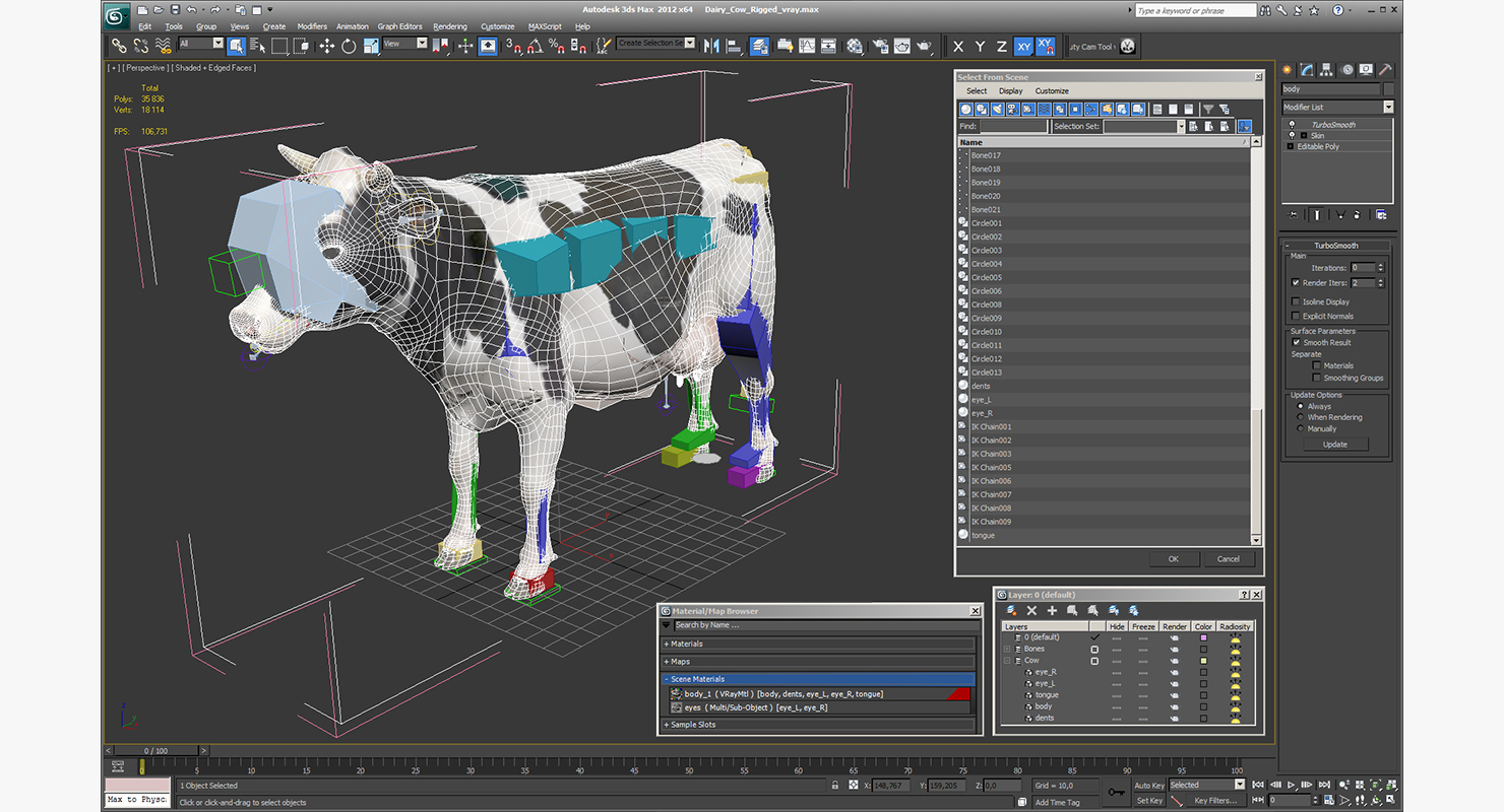 3D Dairy Cow Rigged