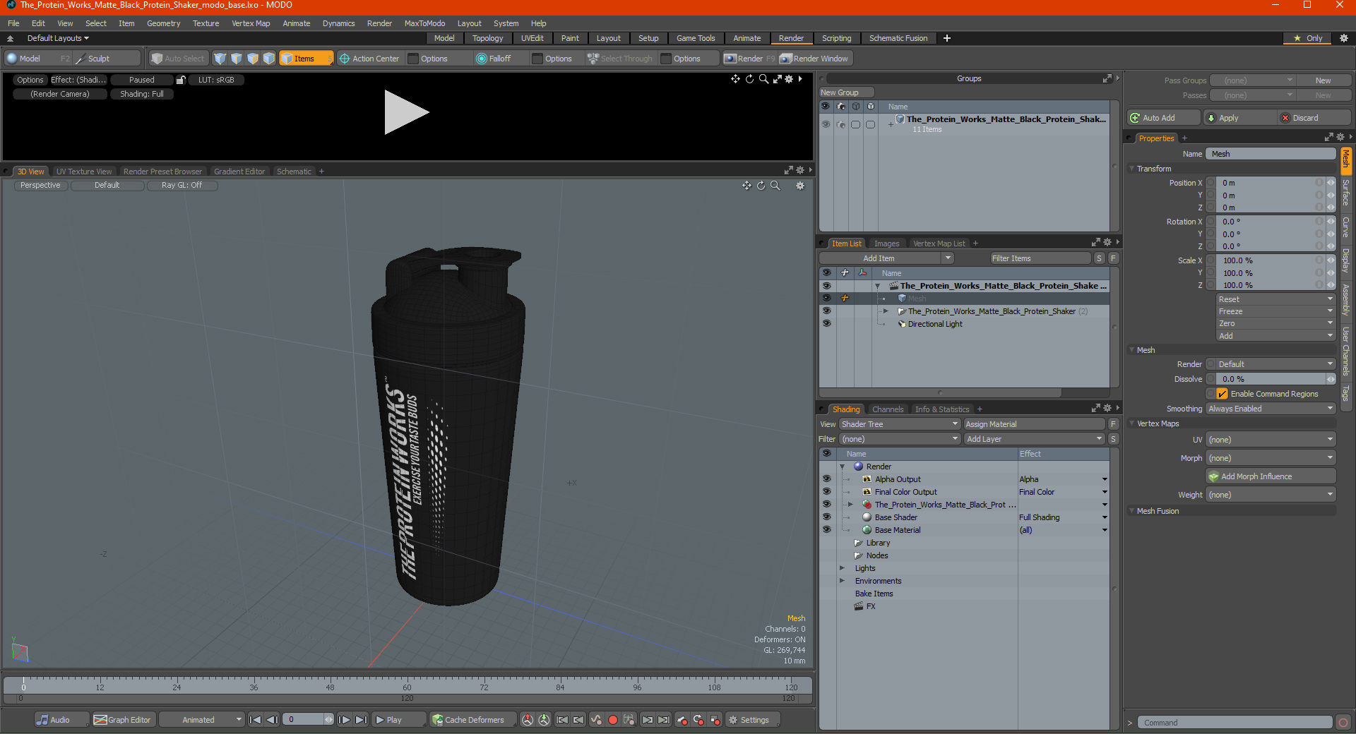 The Protein Works Matte Black Protein Shaker 3D model