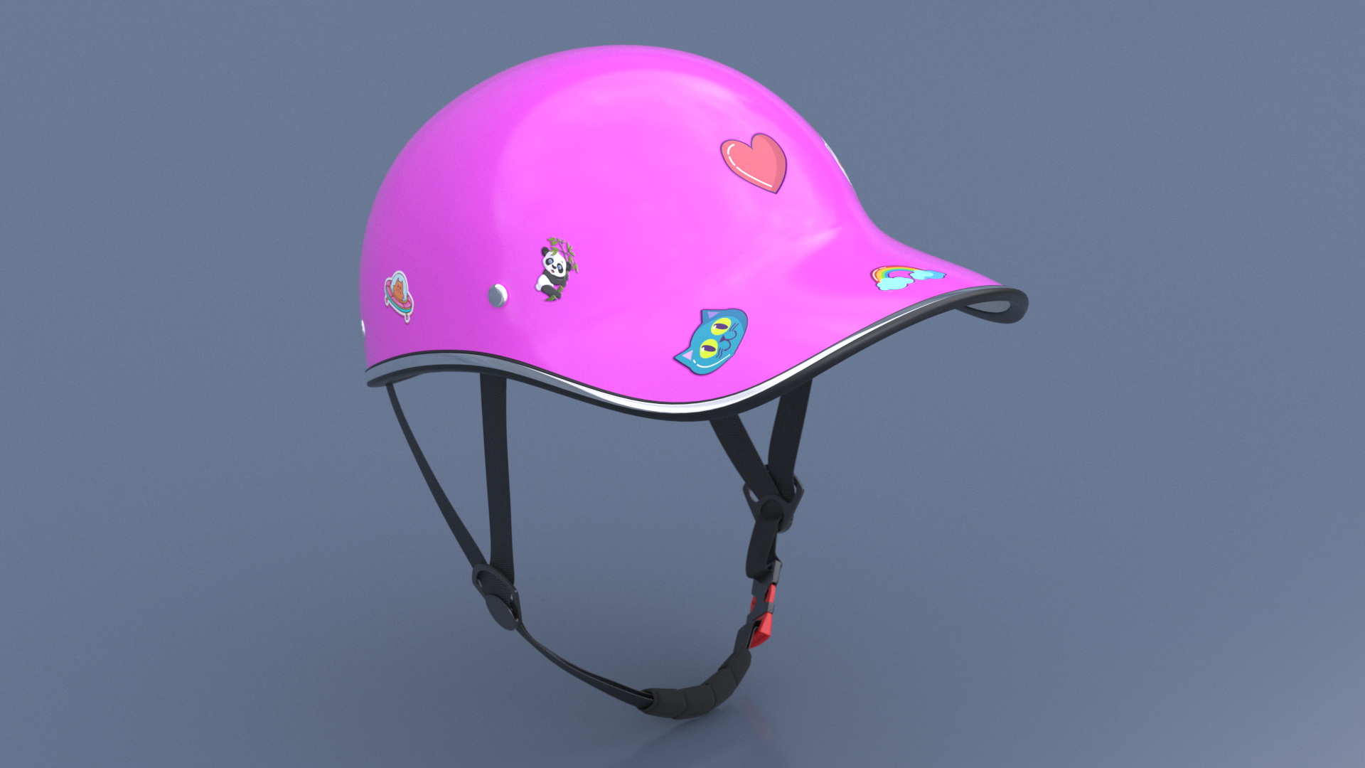 3D Pink Plastic Protective Moped Helmet