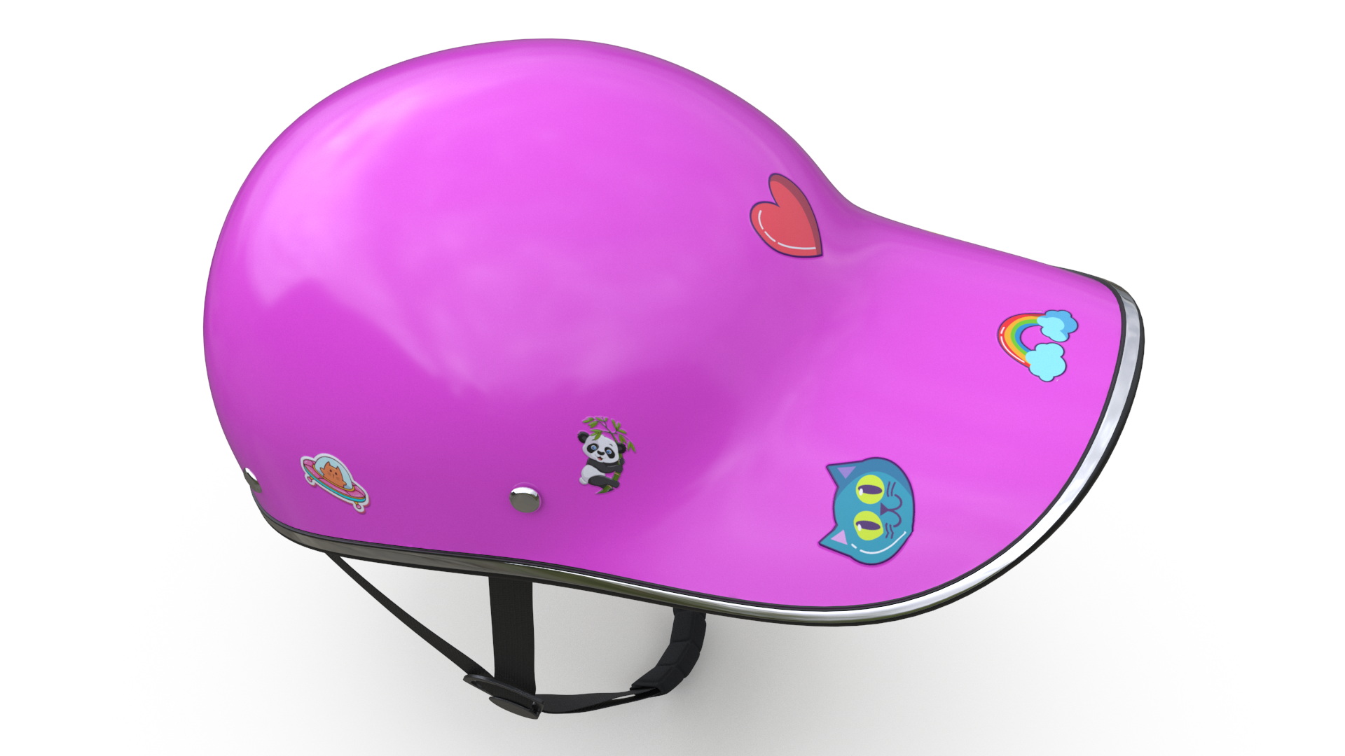 3D Pink Plastic Protective Moped Helmet