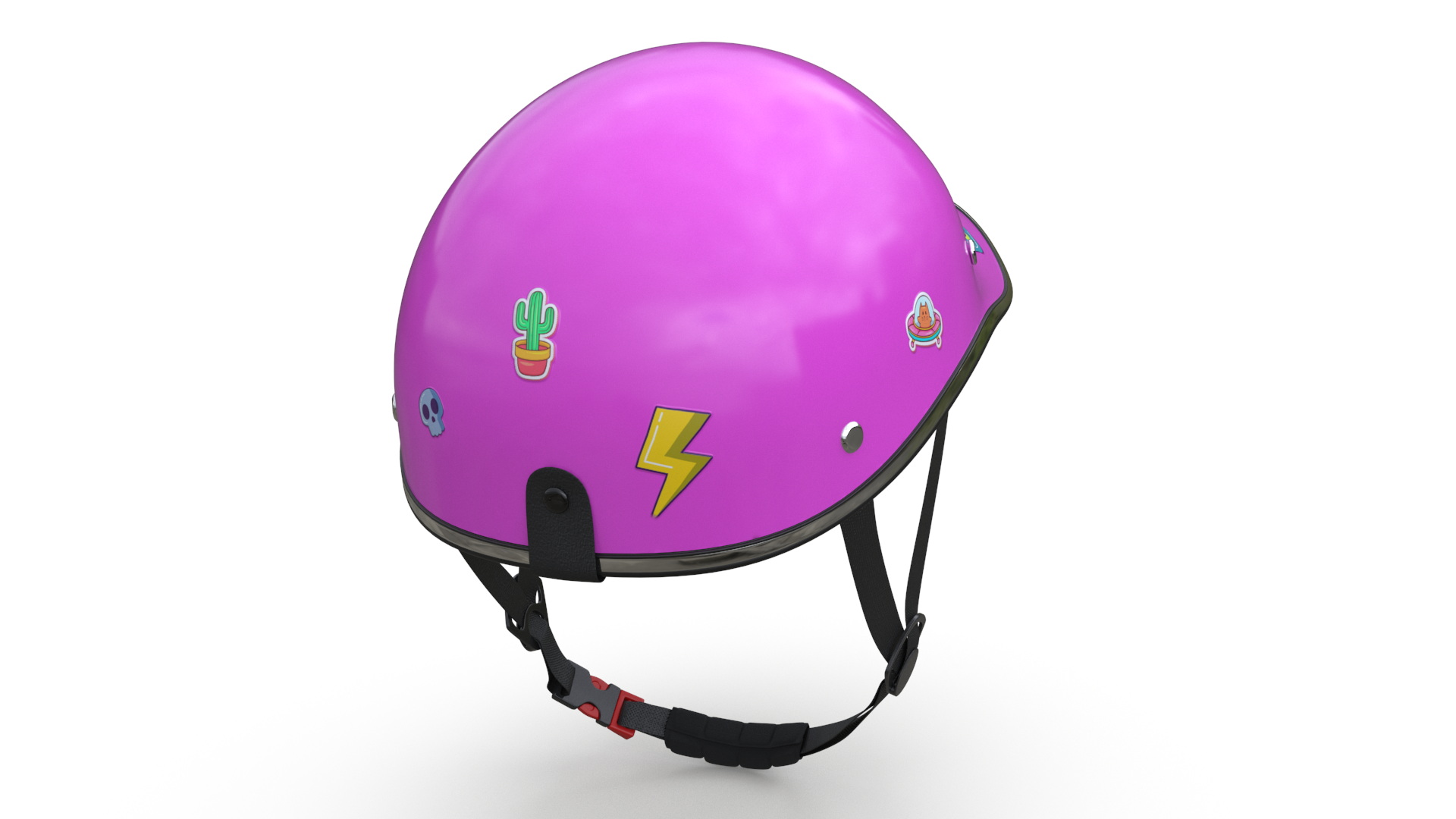 3D Pink Plastic Protective Moped Helmet