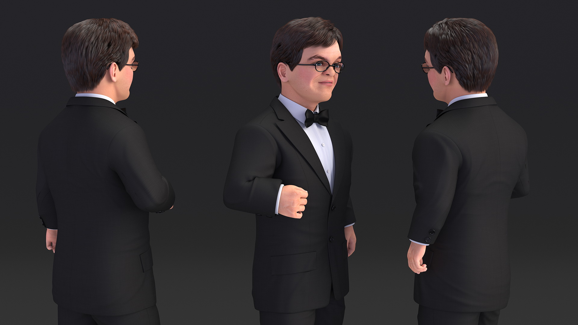 3D model Character Dwarf Man Wearing Formal Suit Rigged for Maya