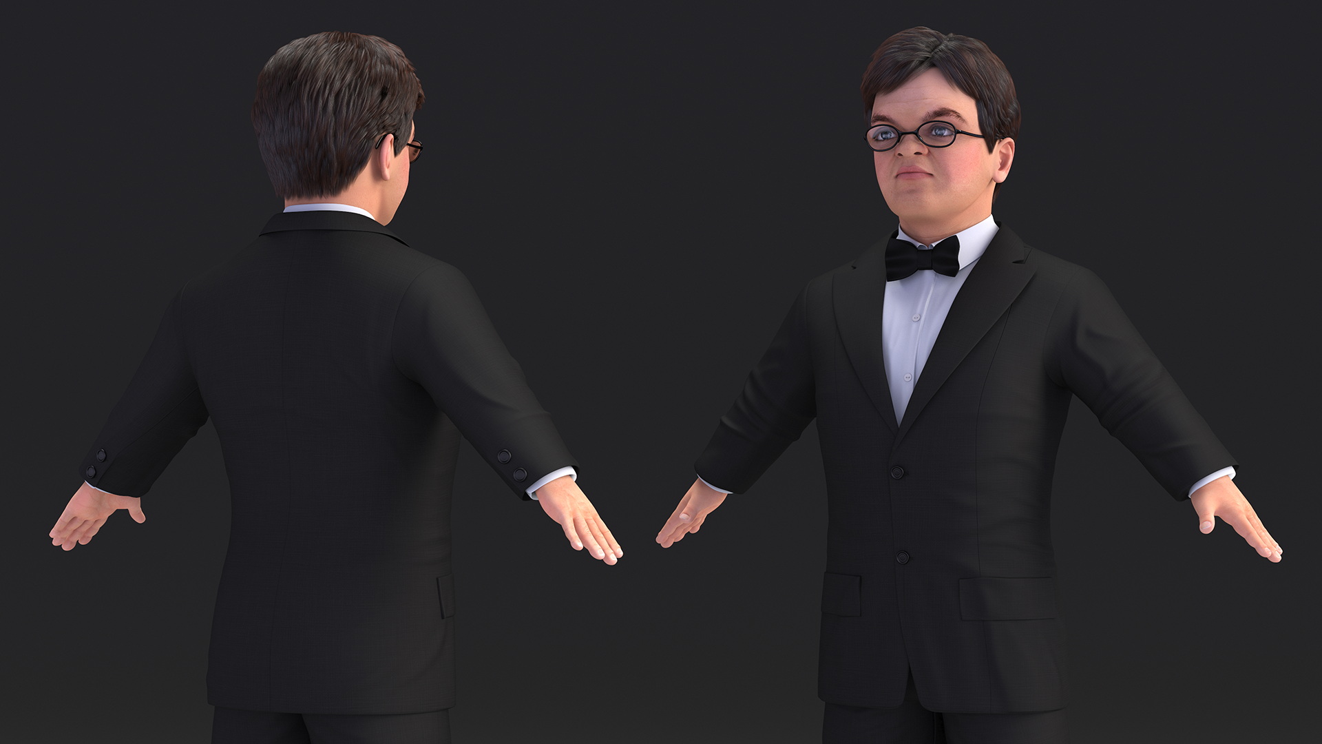 3D model Character Dwarf Man Wearing Formal Suit Rigged for Maya