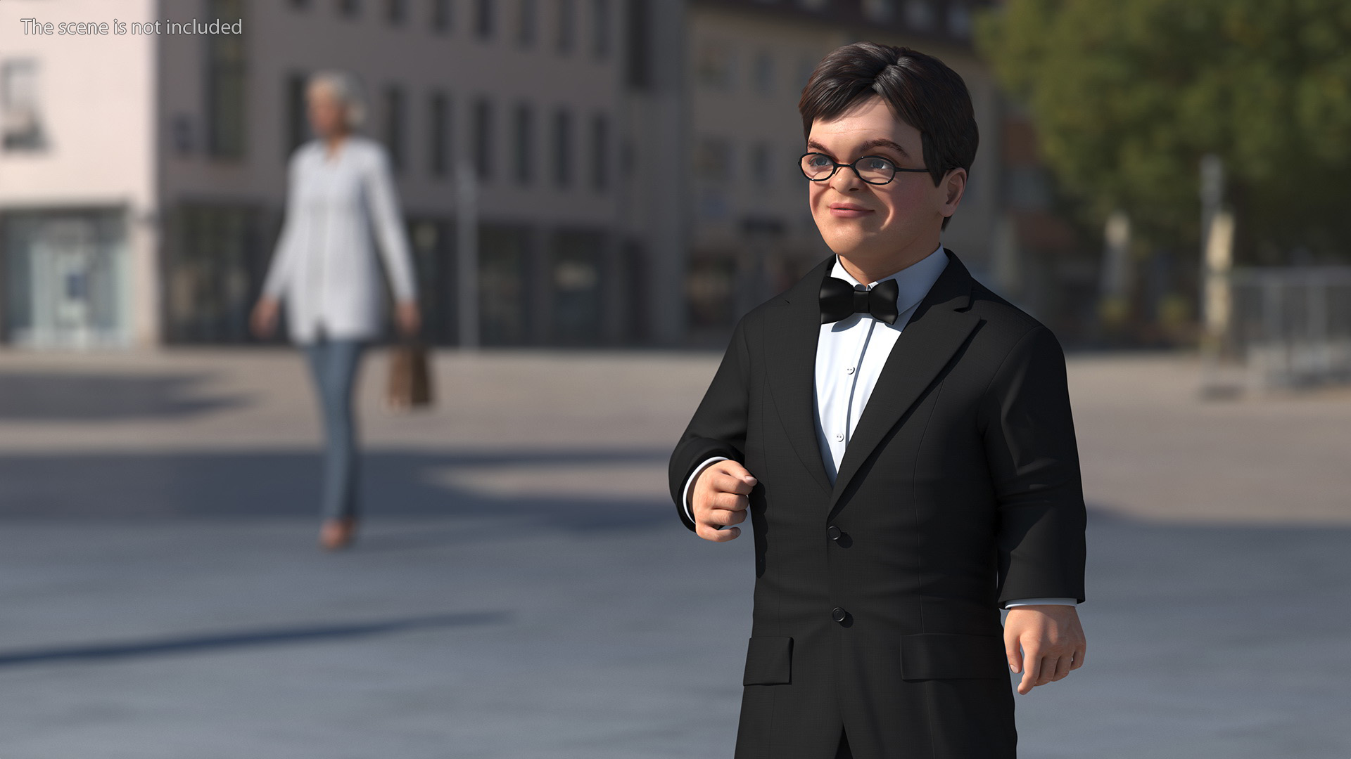 3D model Character Dwarf Man Wearing Formal Suit Rigged for Maya