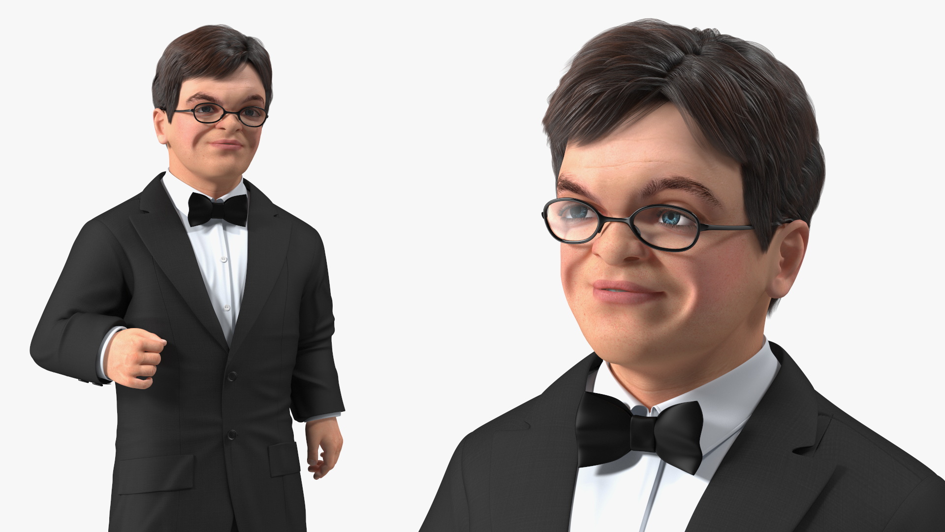 3D model Character Dwarf Man Wearing Formal Suit Rigged for Maya