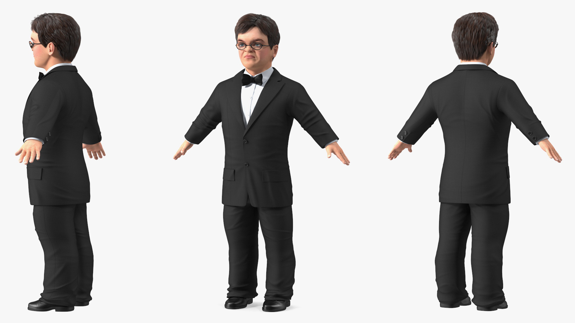 3D model Character Dwarf Man Wearing Formal Suit Rigged for Maya