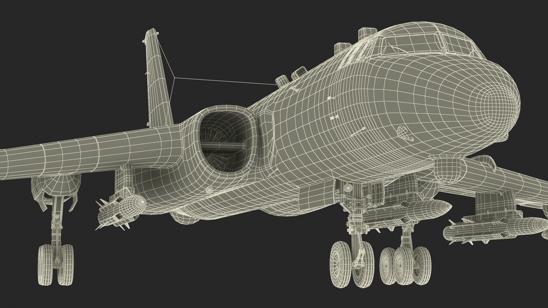 3D model Xian H-6 China Strategic Bomber with Weapon Maritime Strike Rigged for Maya