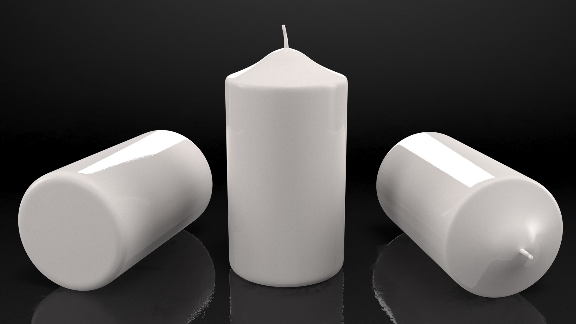 3D Dome Top Pillar Candle White model