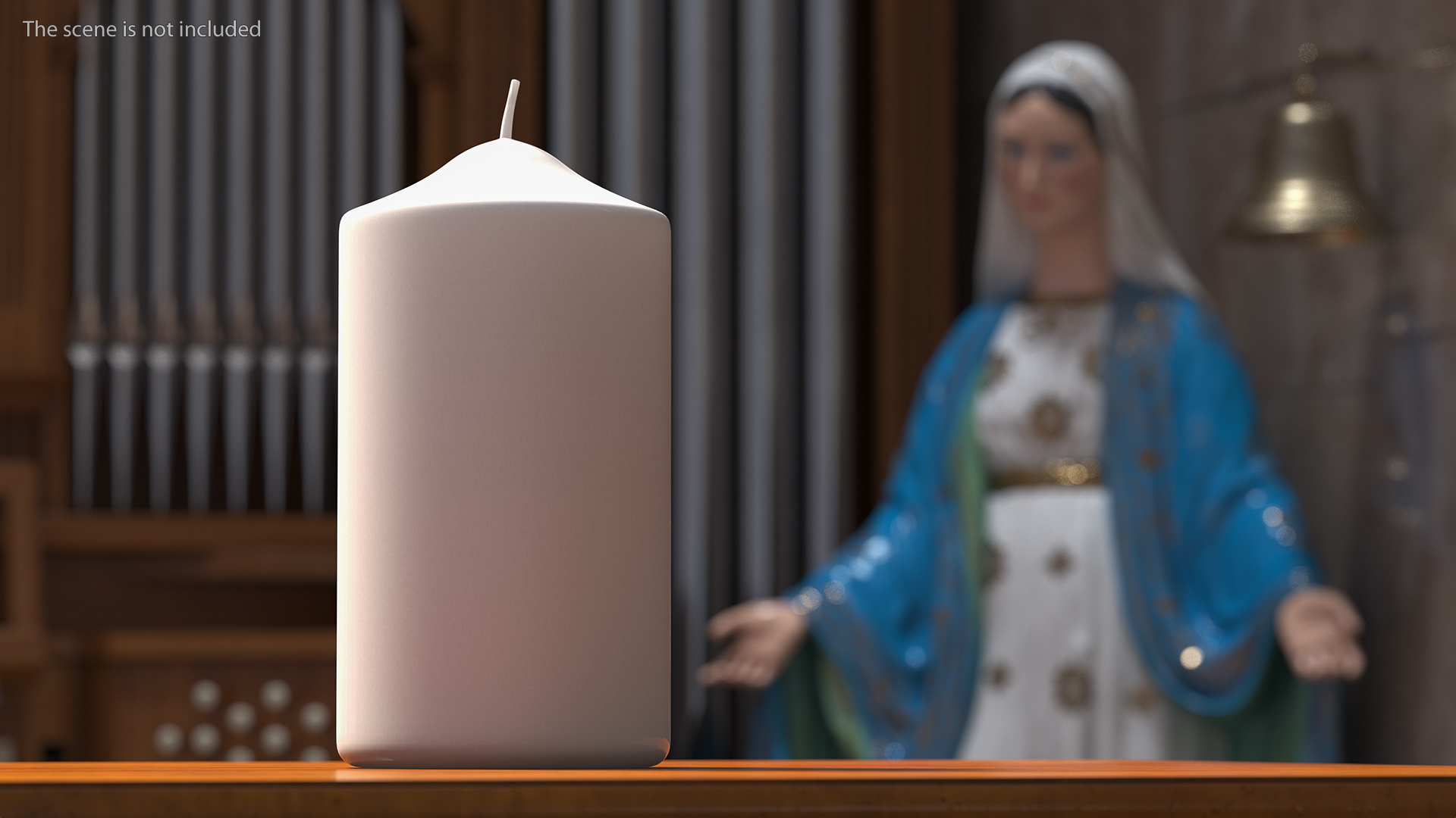 3D Dome Top Pillar Candle White model