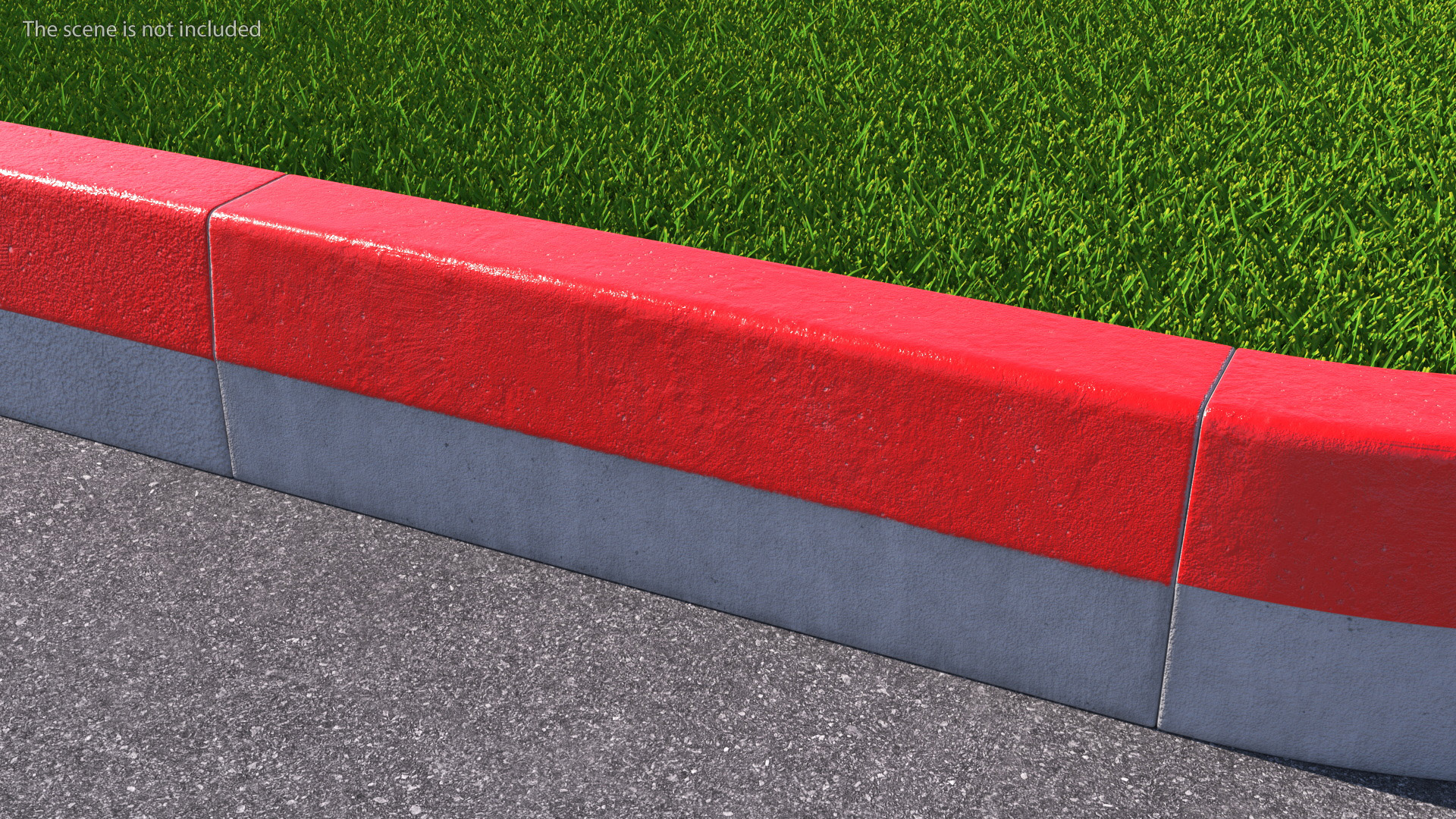 3D Street Curb 1m Red model