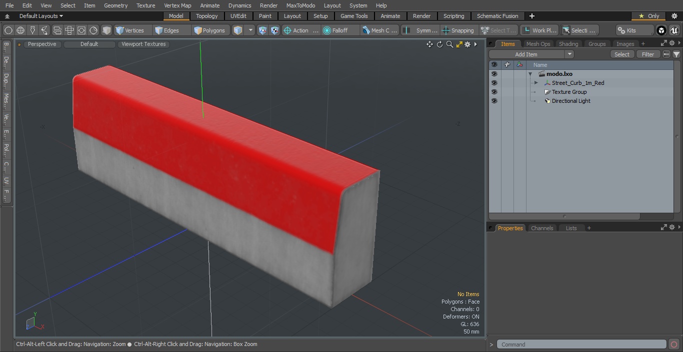 3D Street Curb 1m Red model