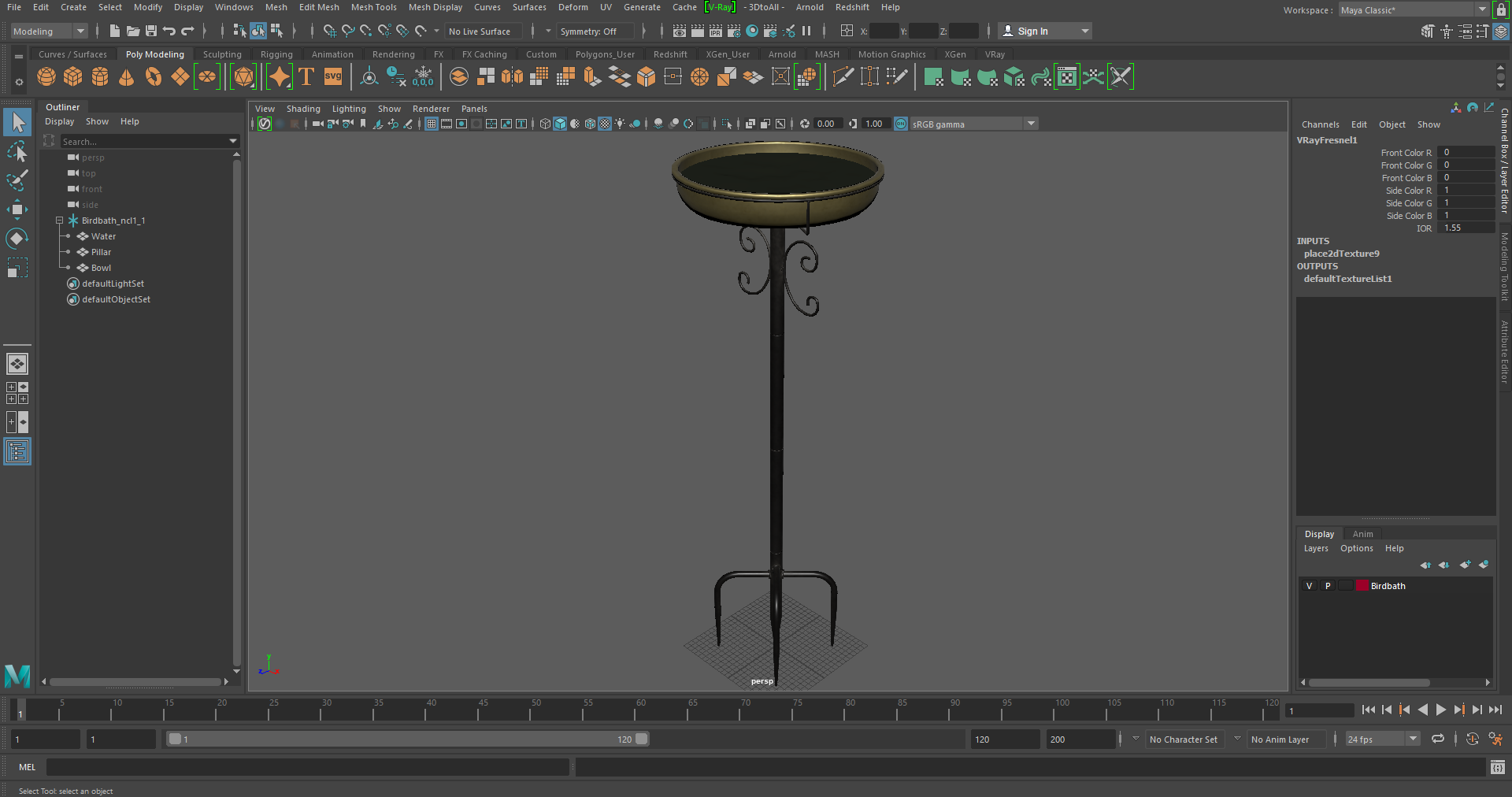 3D model Birdbath